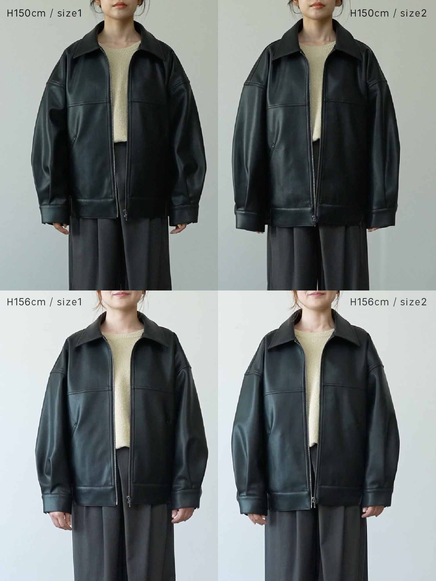 【美品】完売品 crewreクルーレフェイクレザージップブルゾン ブラック crewre online store / フェイクレザージップブルゾン