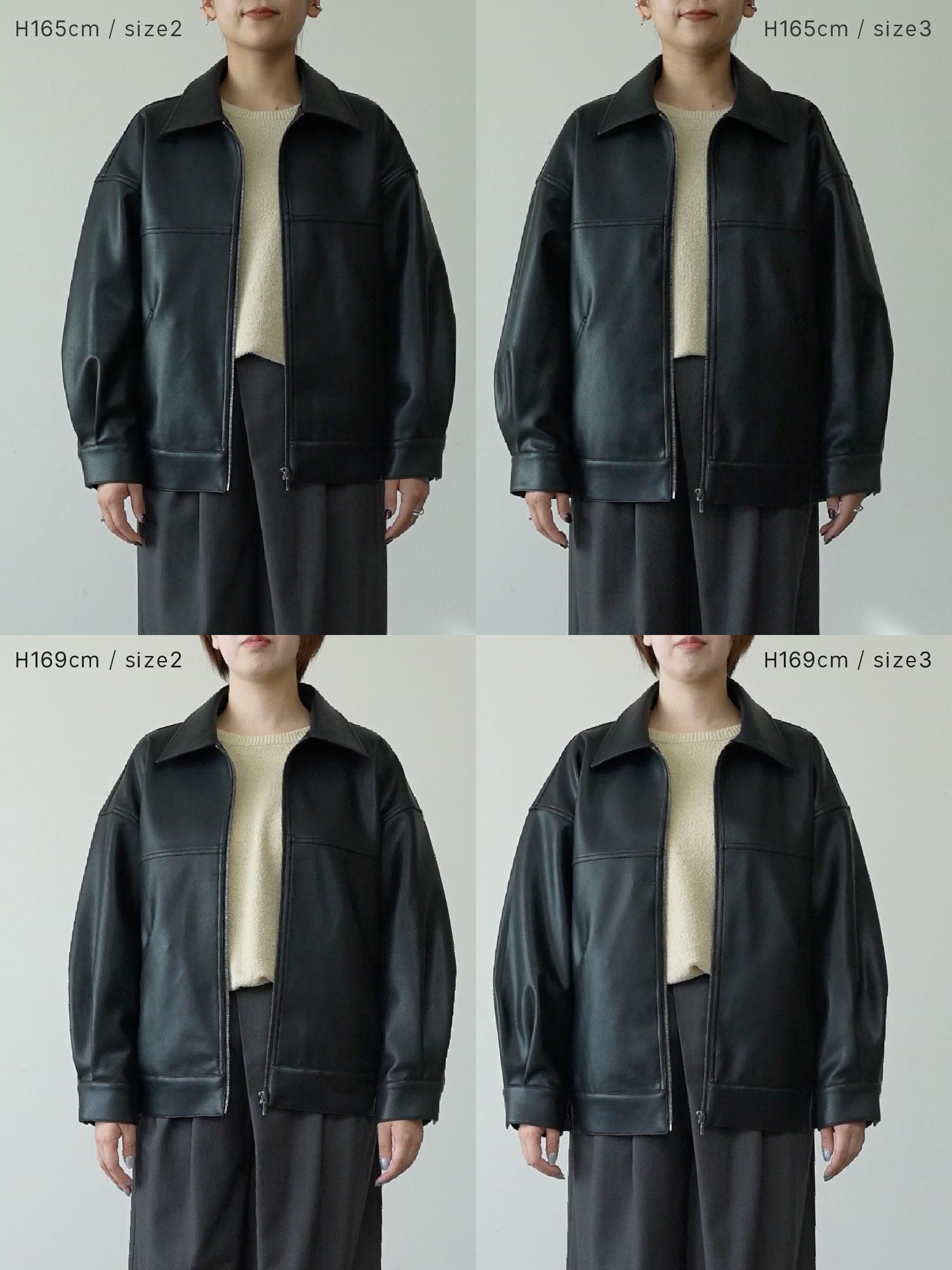 crewre online store / フェイクレザージップブルゾン