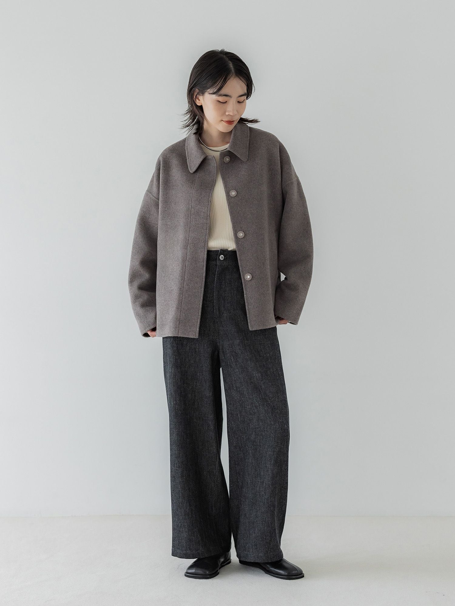 crewre online store / 2wayウールリバーショートコート
