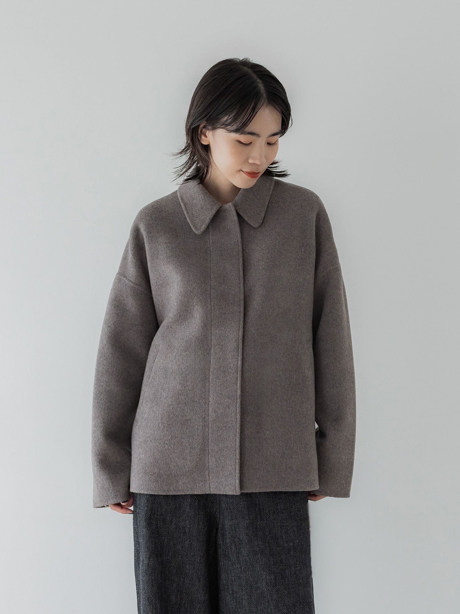 crewre online store / 2wayウールリバーショートコート