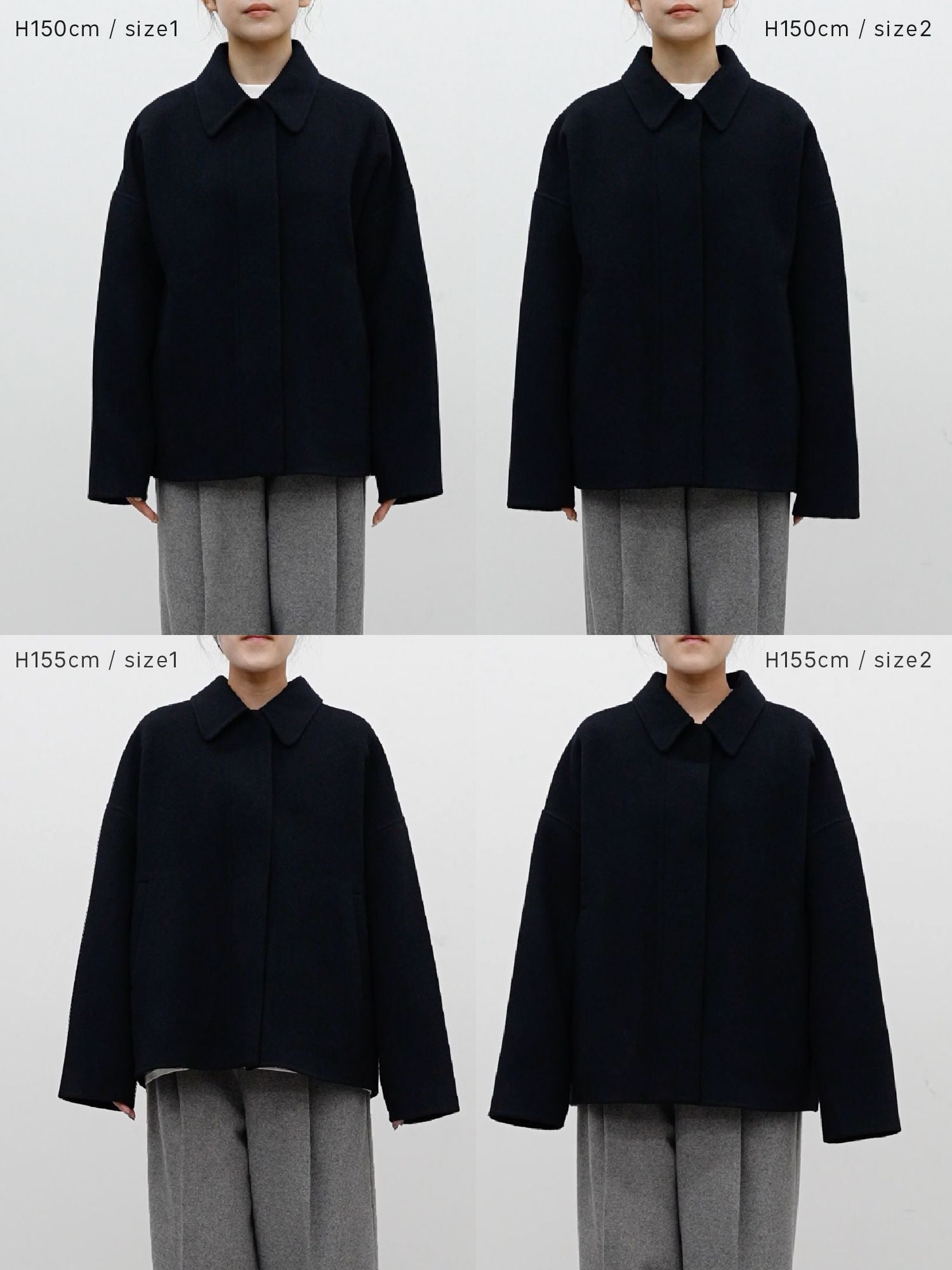 crewre　2wayウールリバーショートコート　黒 2wayウールリバーショートコート｜crewre（クルーレ）