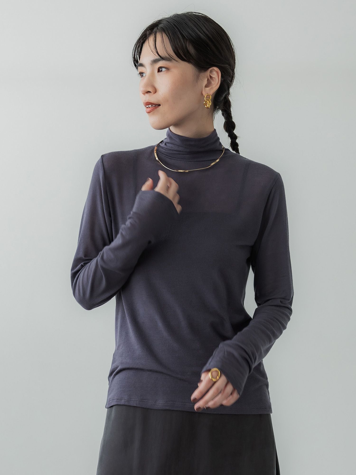 crewre online store / シルクブレンドハイネックトップス