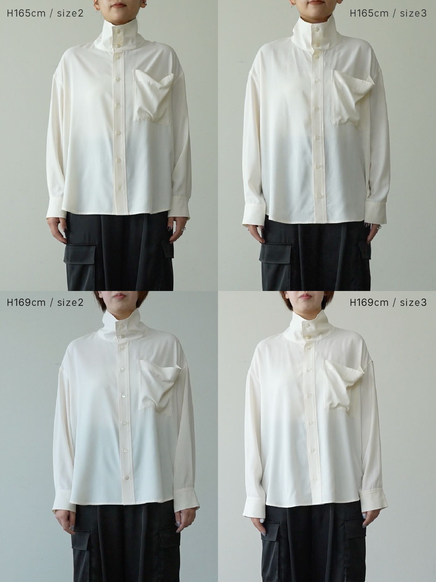 ビッグポケットハイネックブラウス