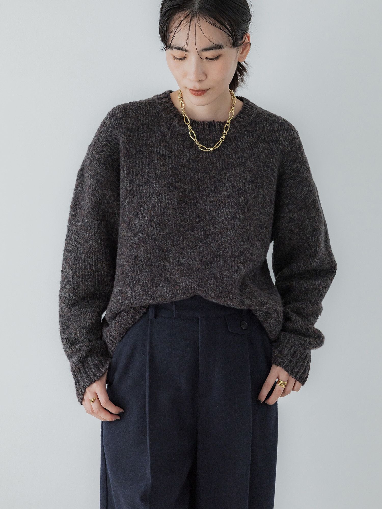 crewre online store / ミックスヤーンクルーネックニット