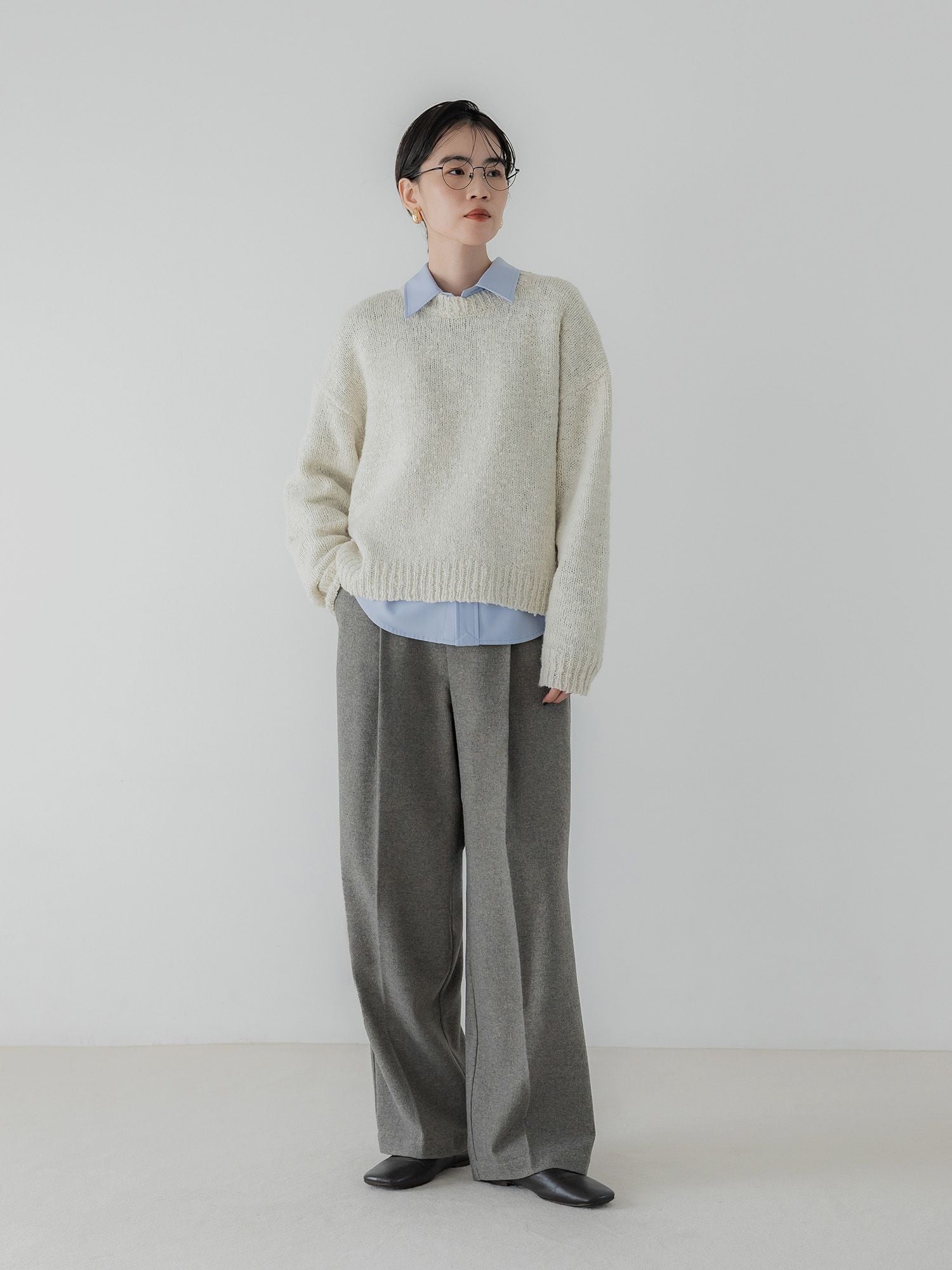 crewre online store / ミックスヤーンクルーネックニット