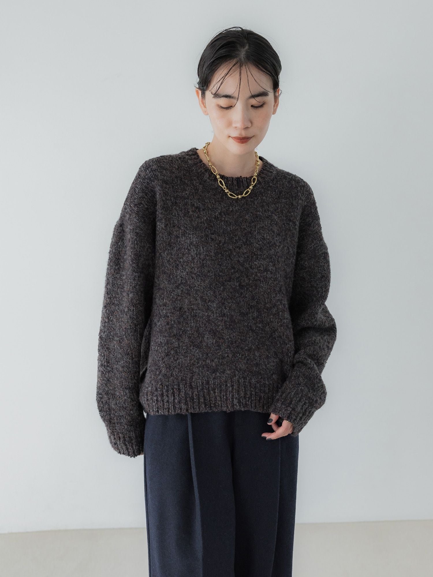 crewre online store / ミックスヤーンクルーネックニット