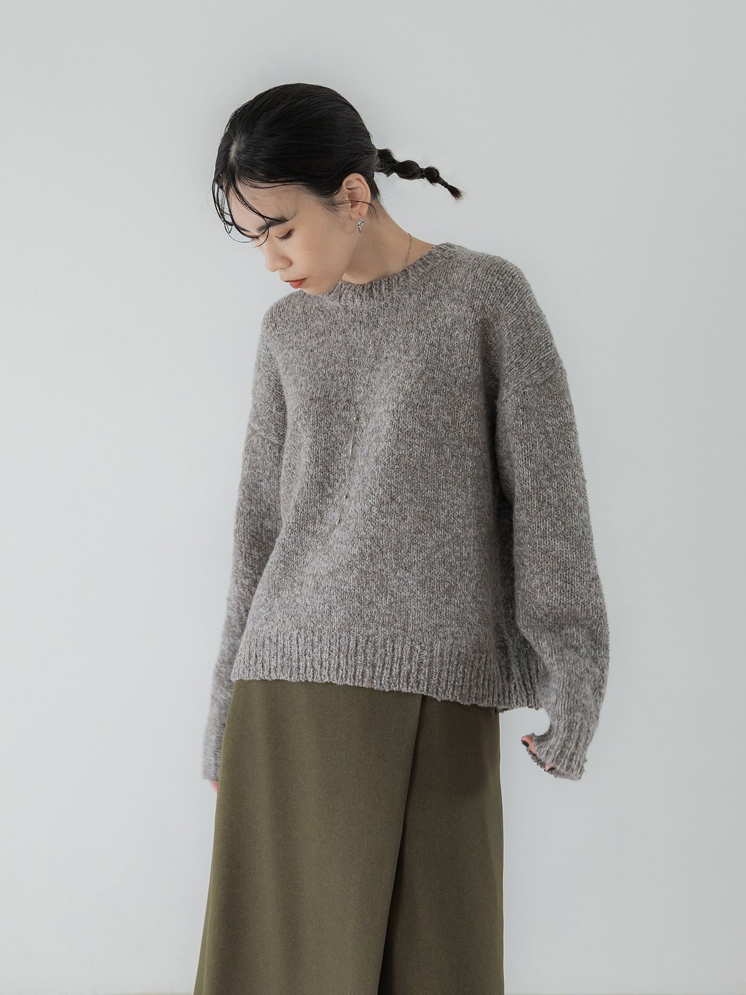 ［crewre］サイズ3 アイボリー　ミックスヤーンクルーネックニット crewre online store / ミックスヤーンクルーネックニット