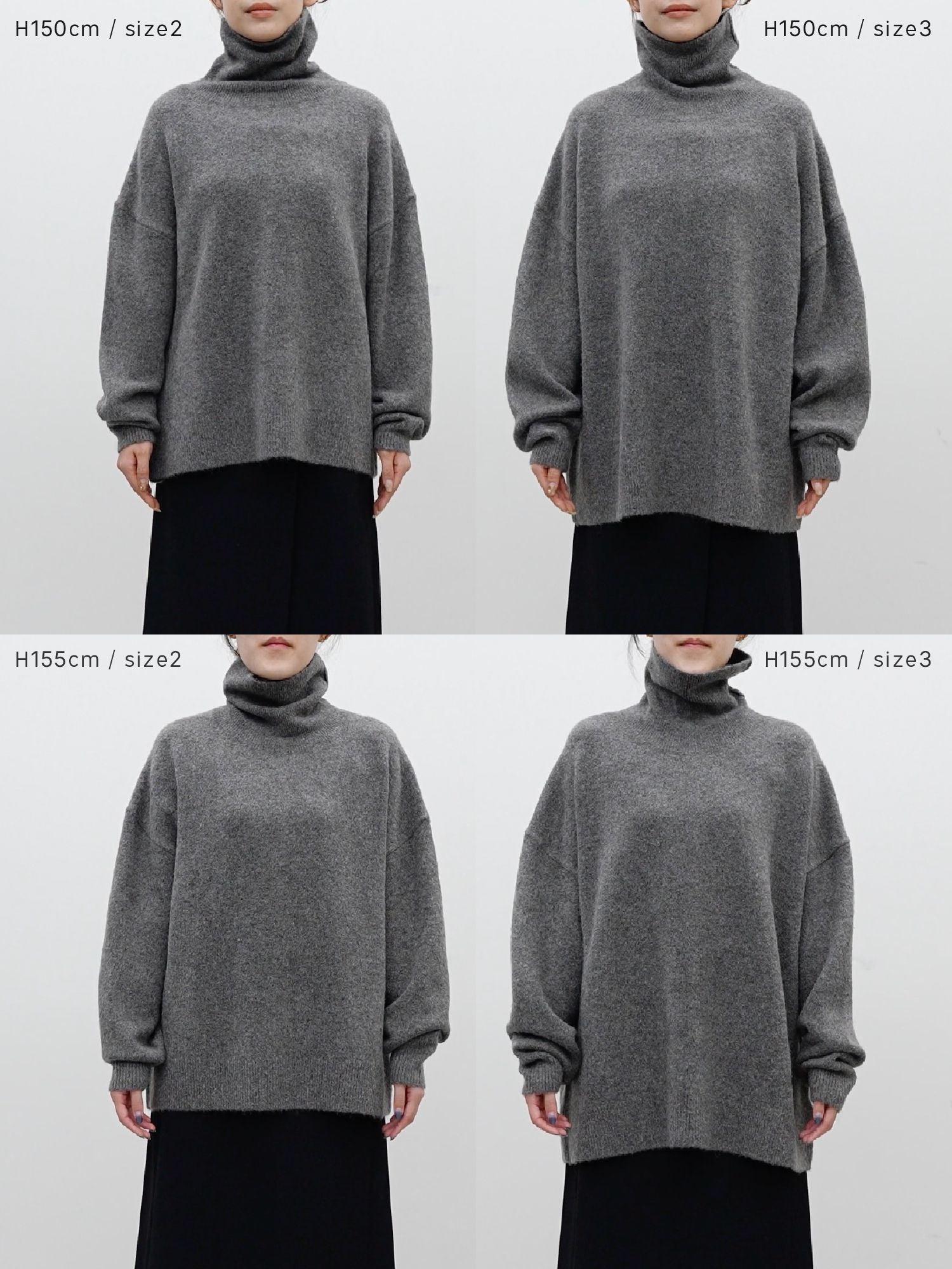 メランジハイネックルーズニット