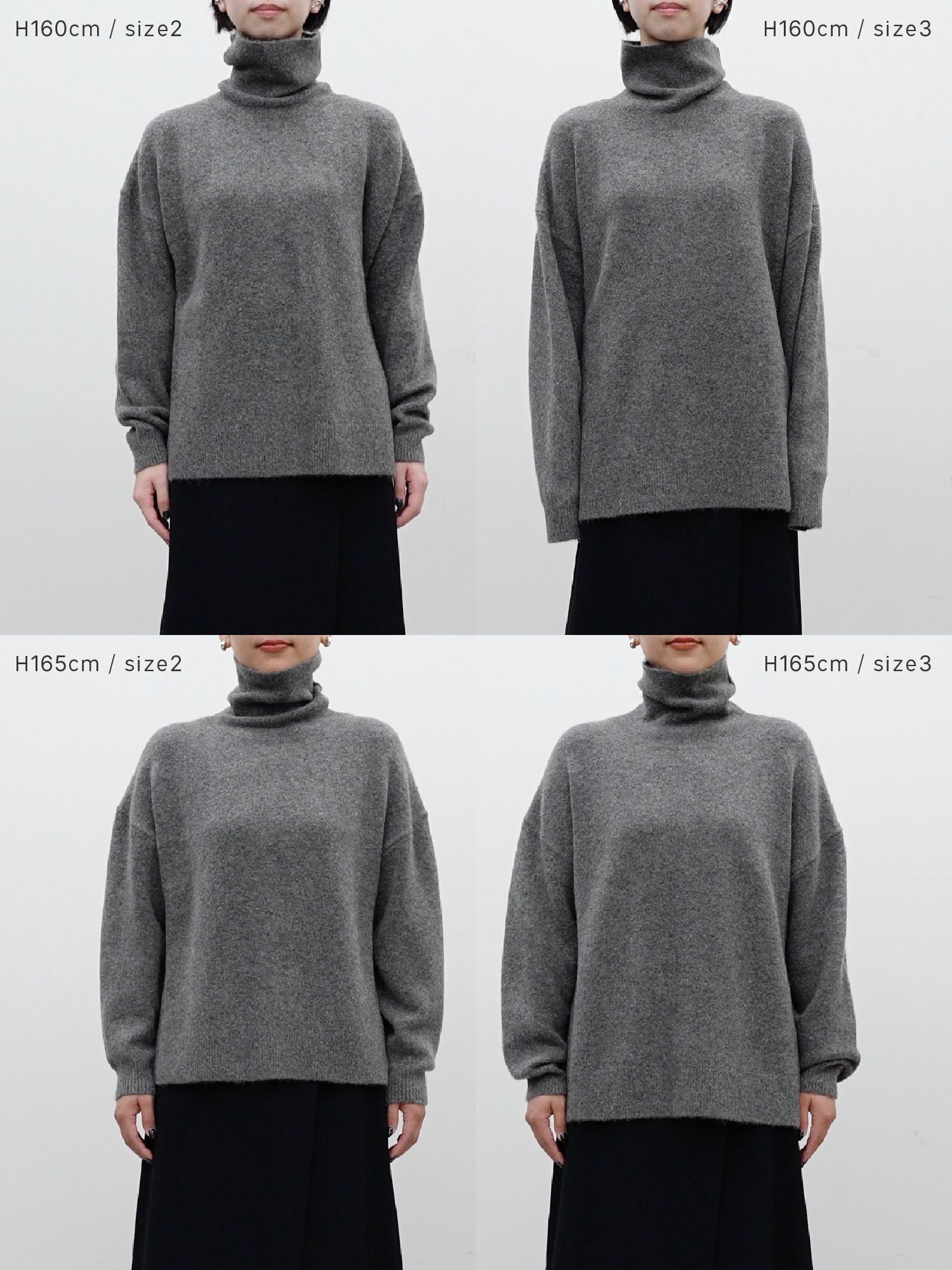 メランジハイネックルーズニット