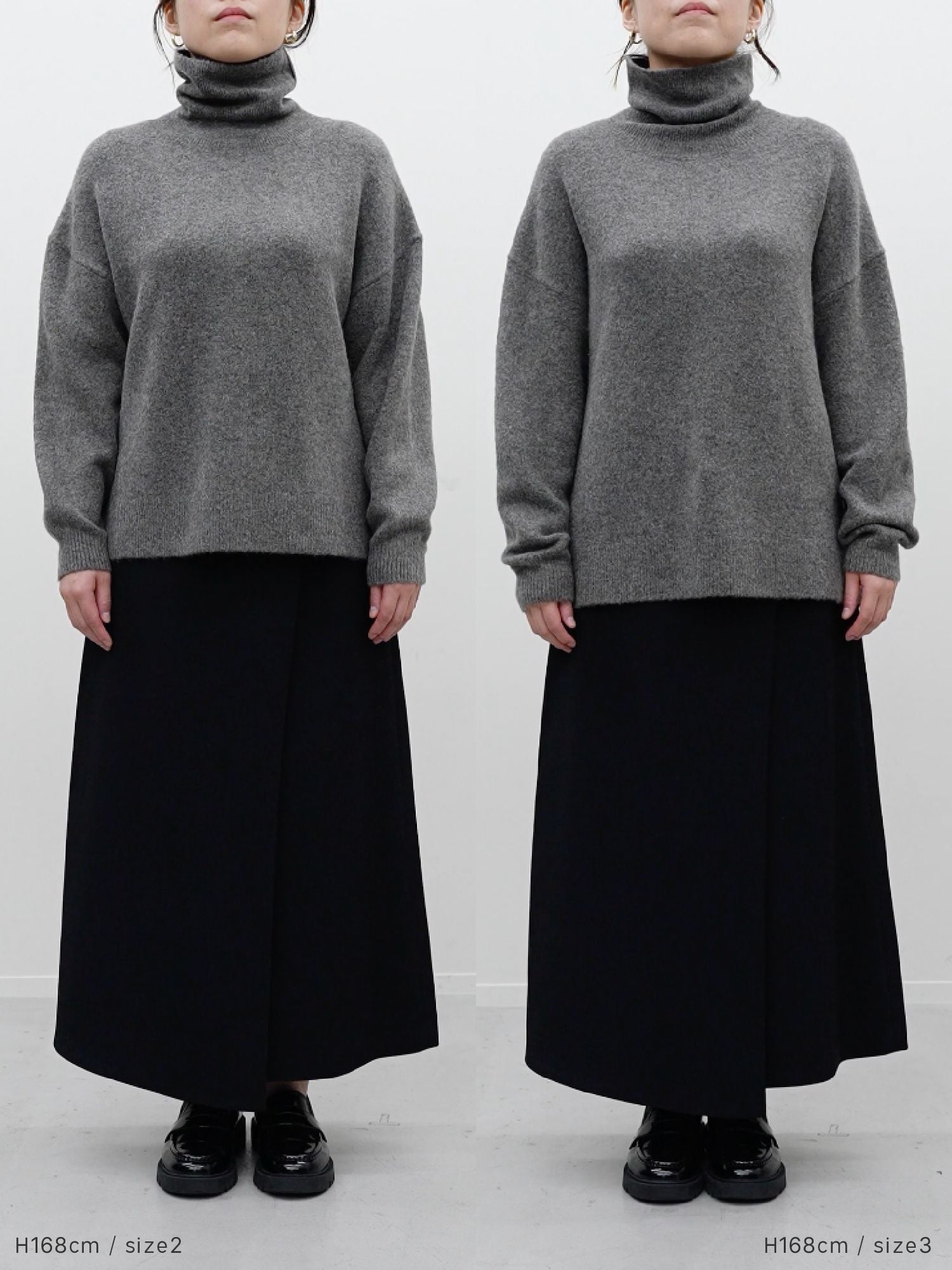 メランジハイネックルーズニット