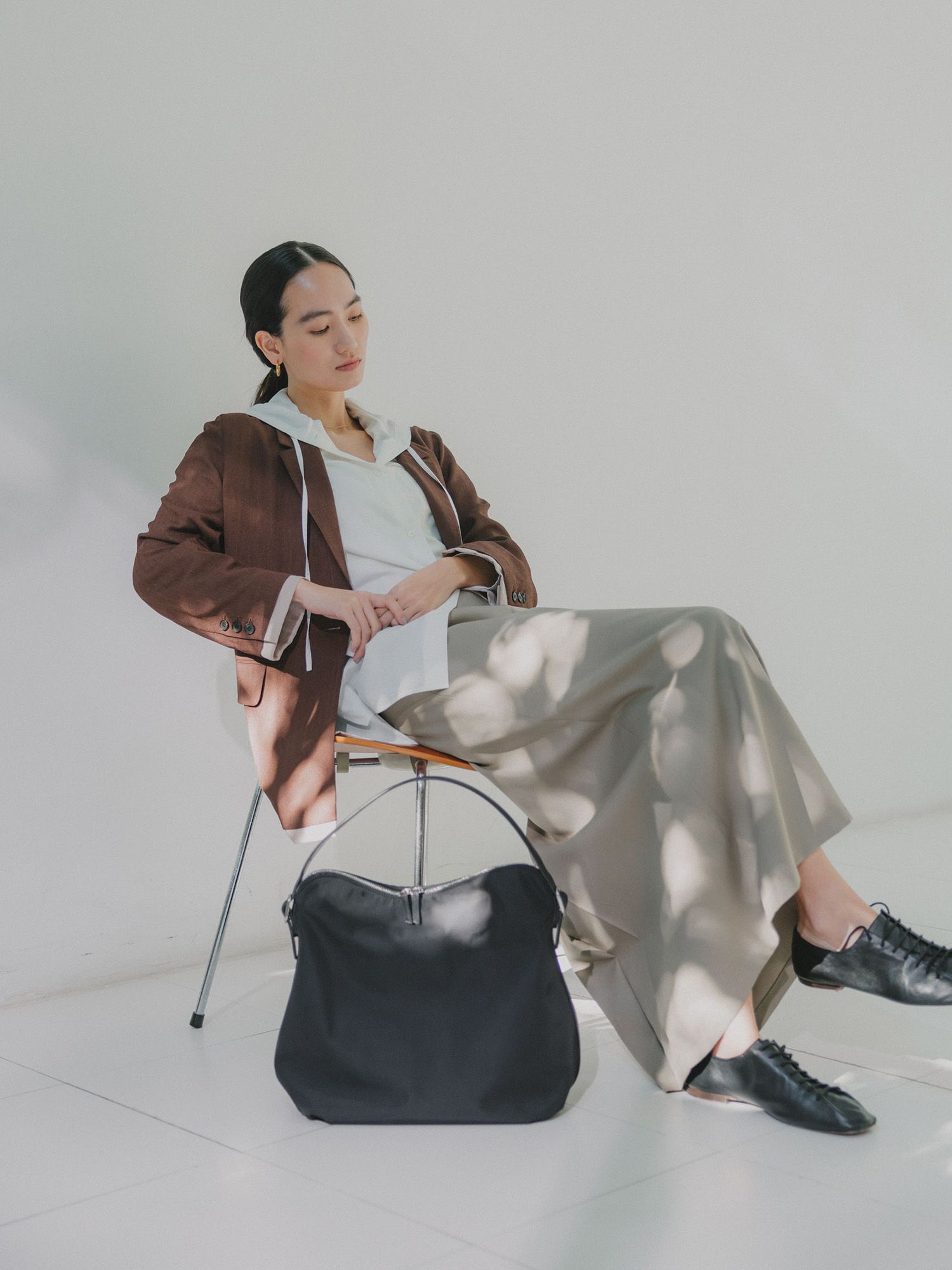 ナイロンレザーショルダーバッグ