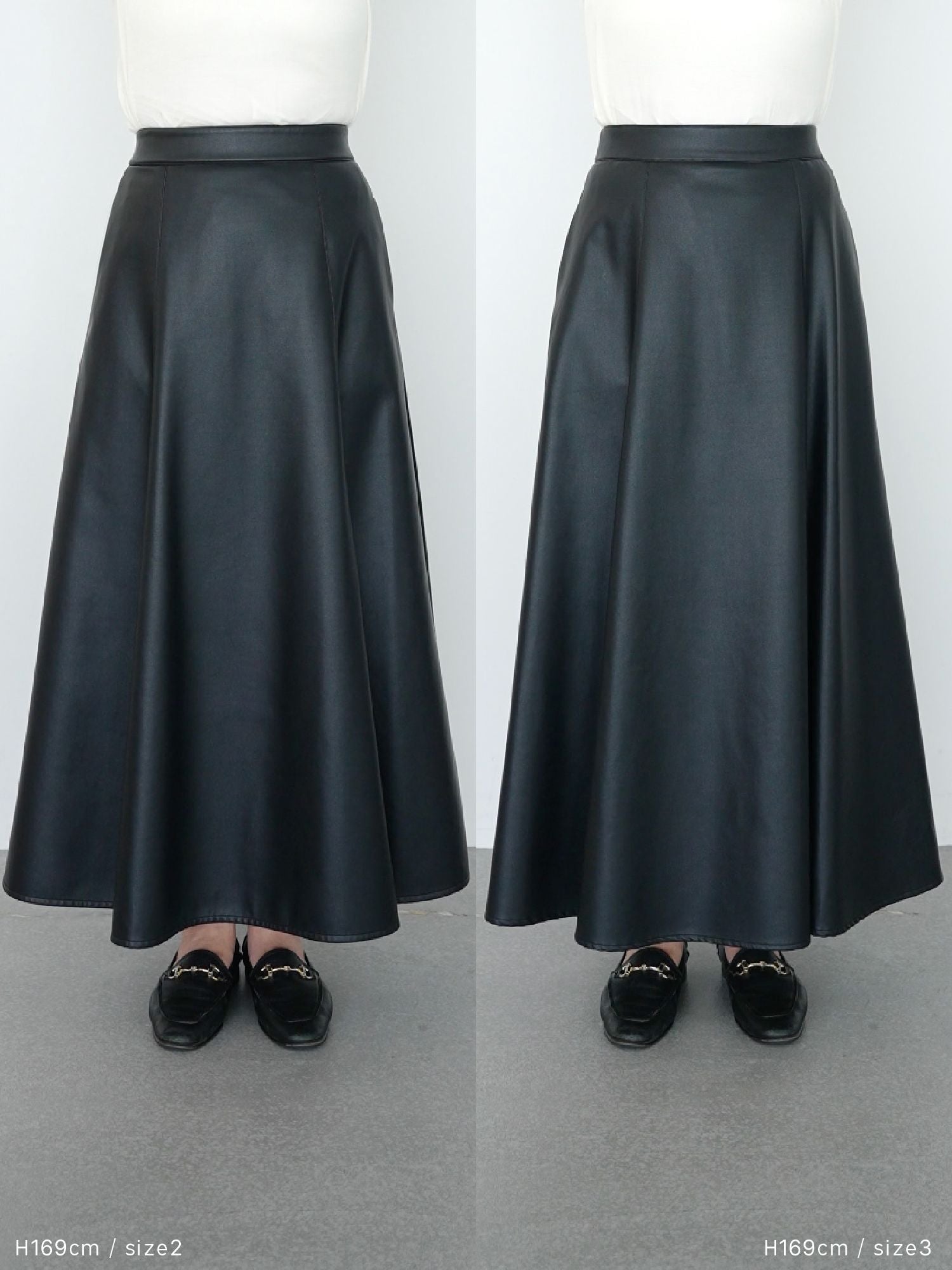 フェイクレザードレープスカート