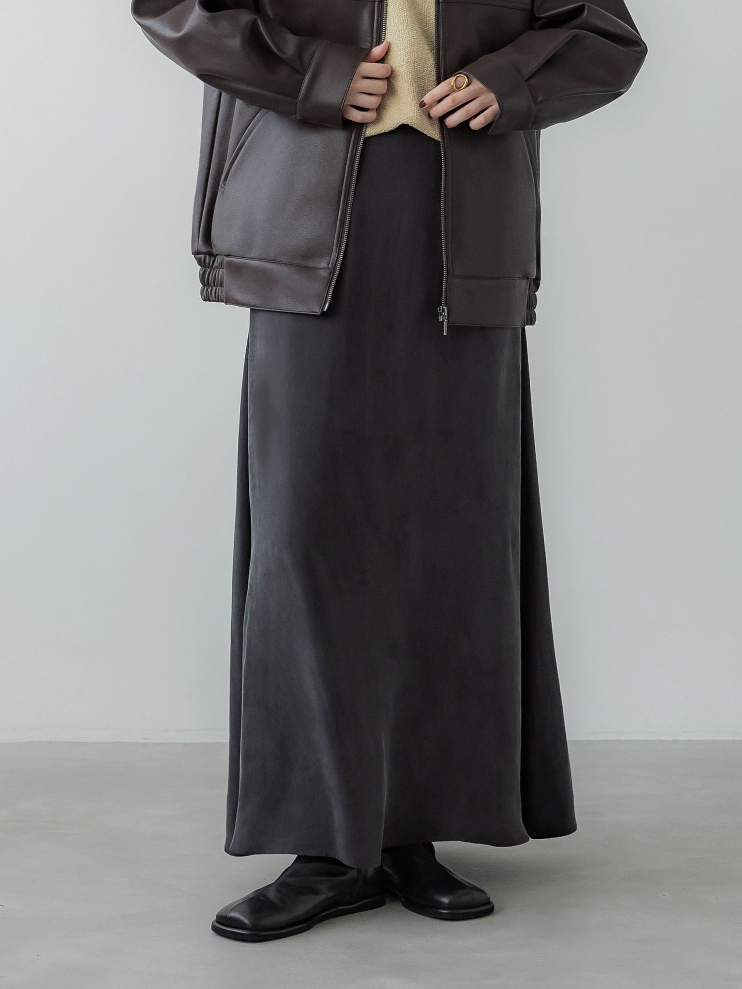 【crewre】ナイロンドレープマキシスカート black crewre online store / skirt