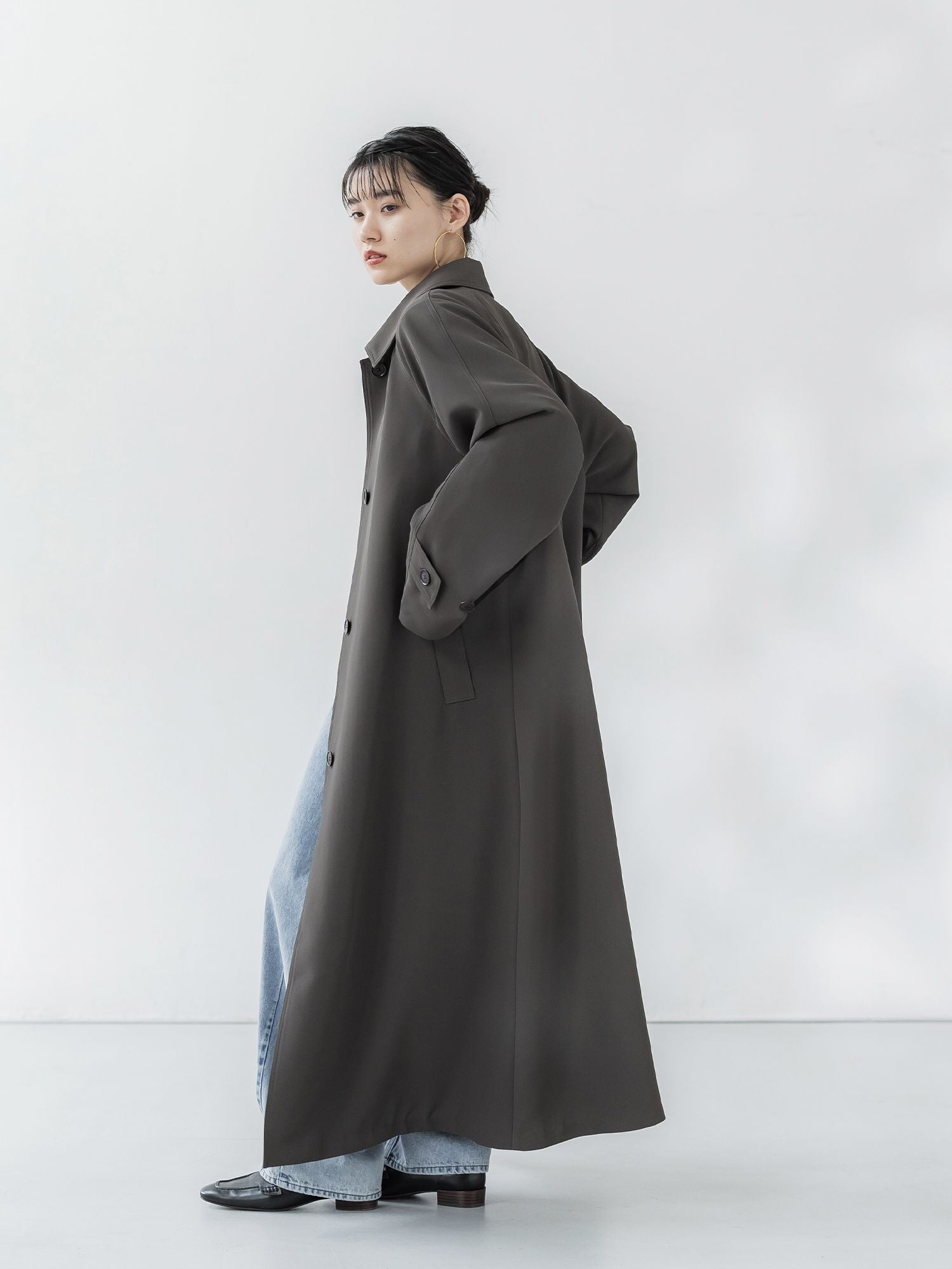 crewre ドレープステンカラーコート　色:セピアグレー　サイズ:3 crewre online store / ドレープステンカラーコート