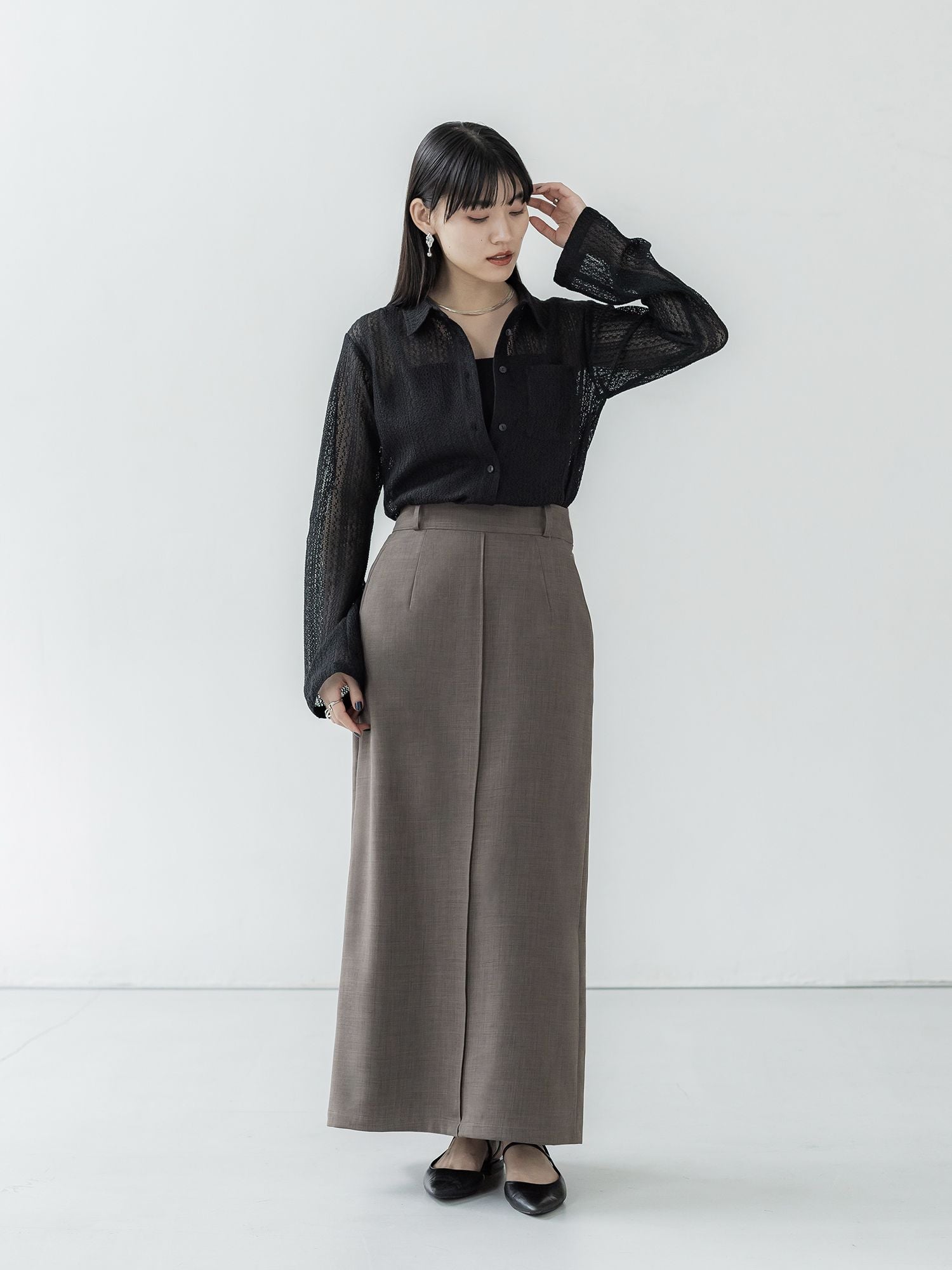 crewre online store / フレアスリーブメッシュシャツ