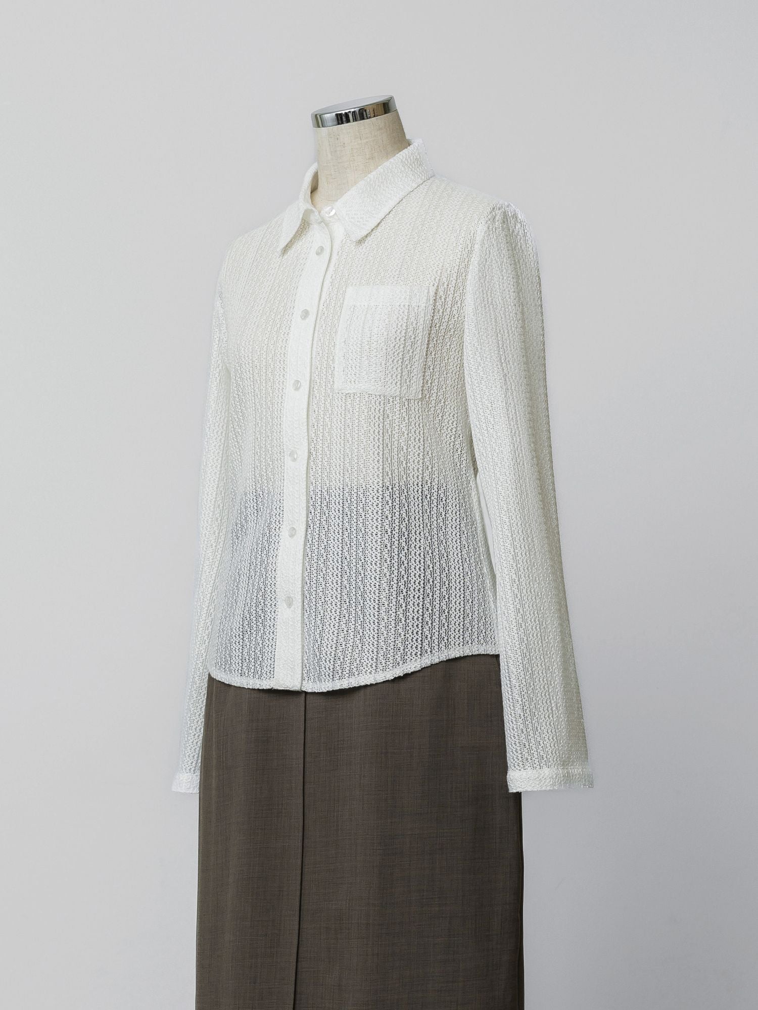 フレアスリーブメッシュシャツ