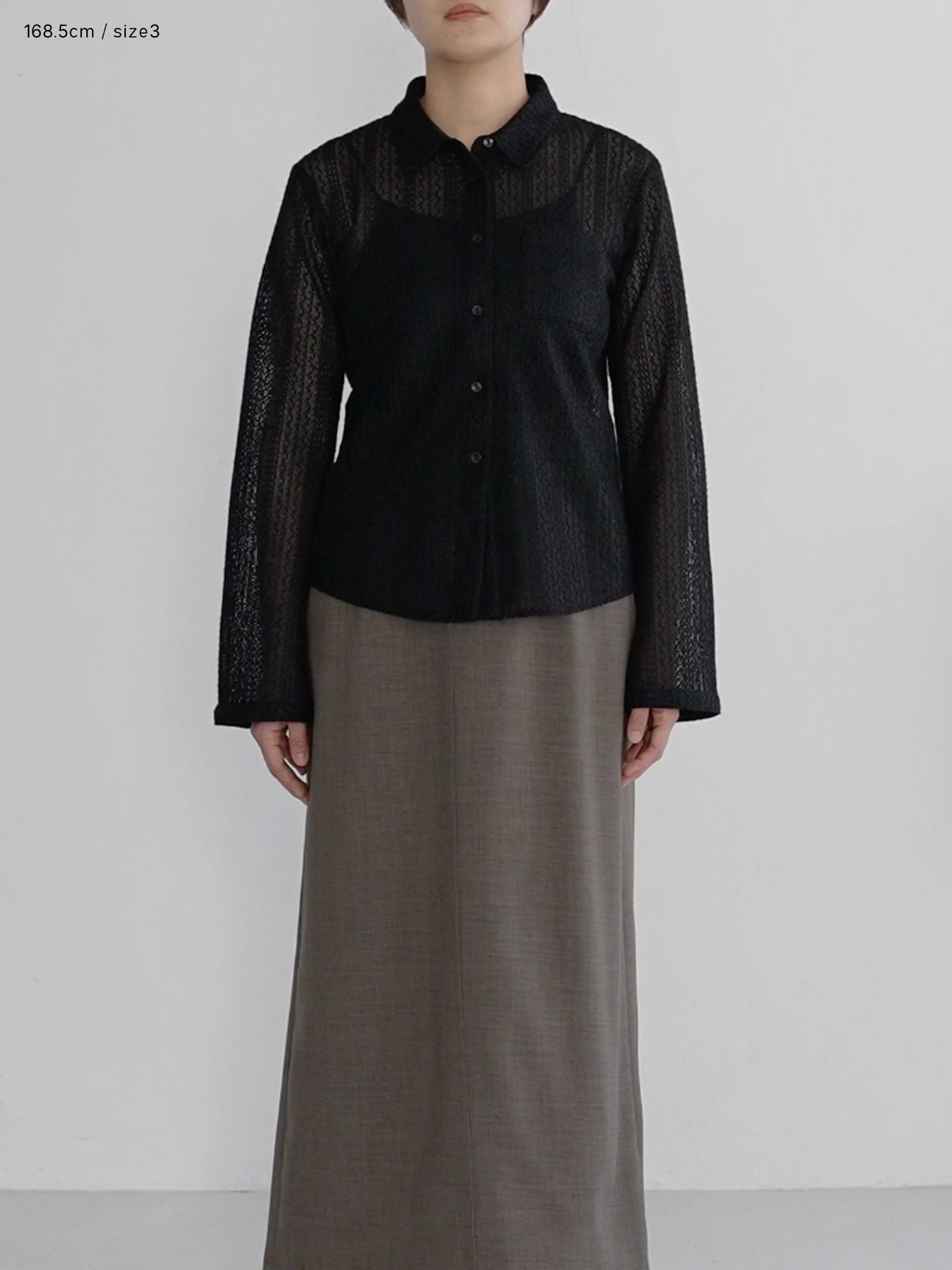 フレアスリーブメッシュシャツ