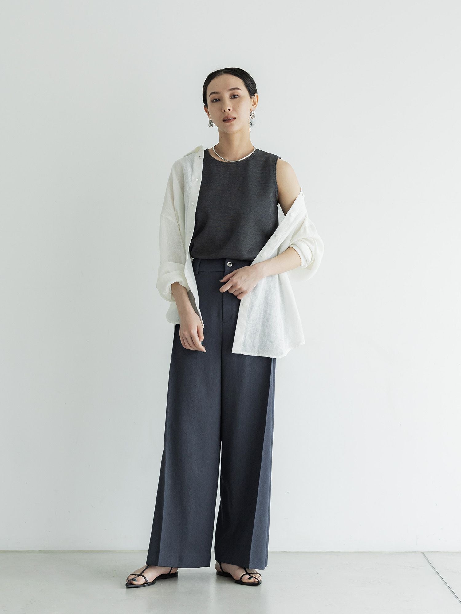 crewre マルチカラーノースリーブトップス navy 3 マルチカラーノースリーブトップス｜crewre（クルーレ）