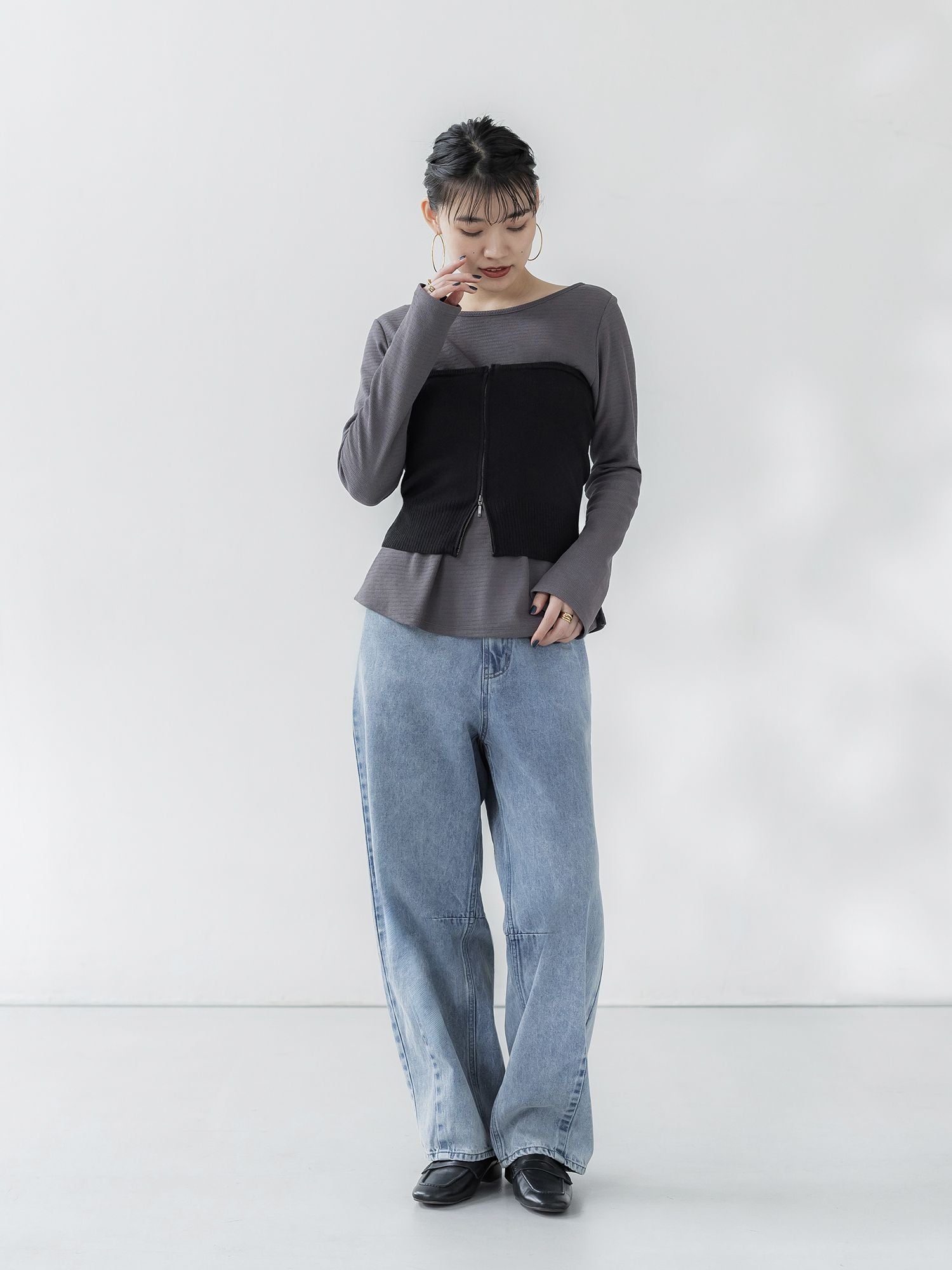 crewre online store / マルチウェイジップニットビスチェ