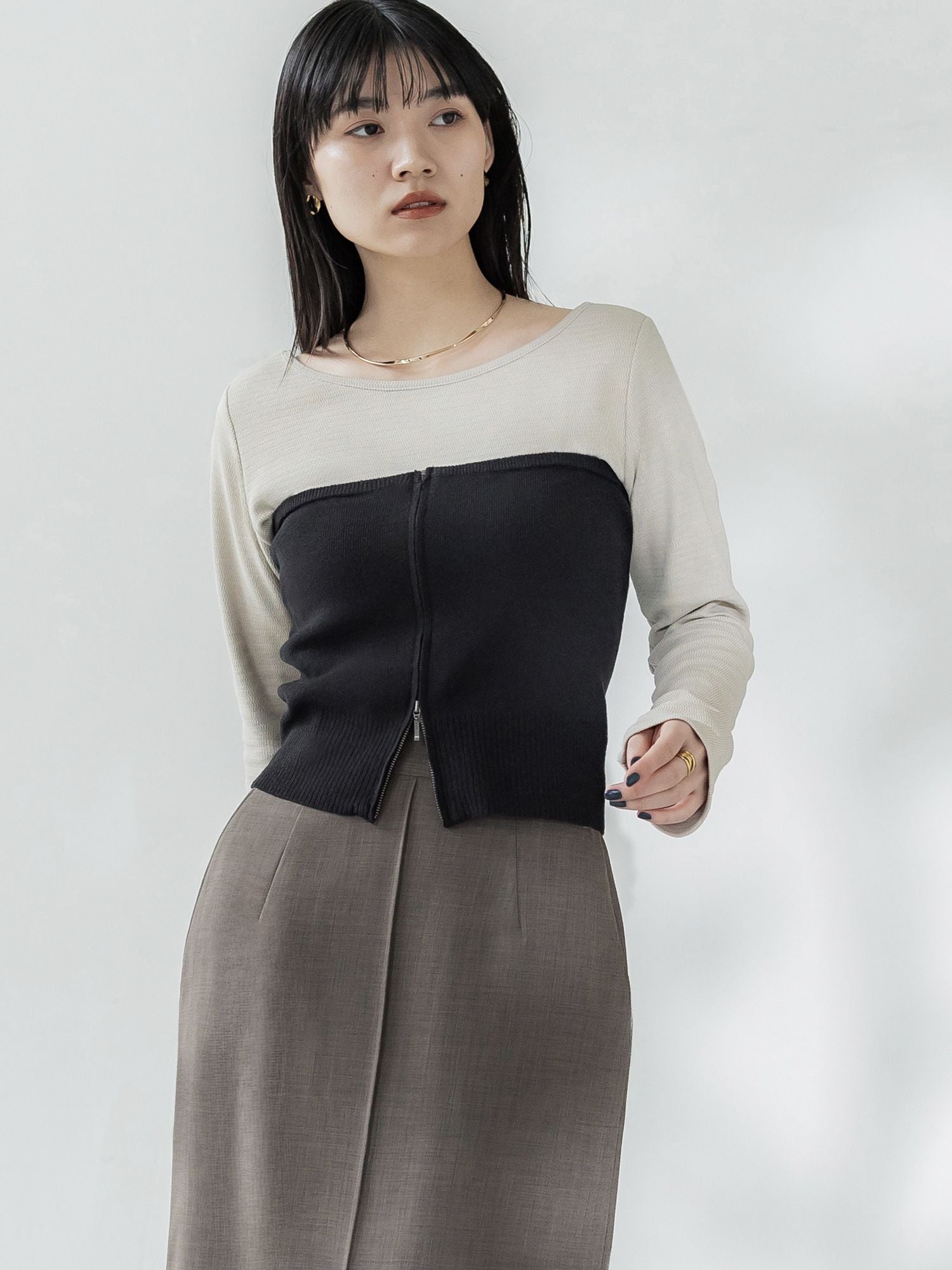 crewre online store / マルチウェイジップニットビスチェ