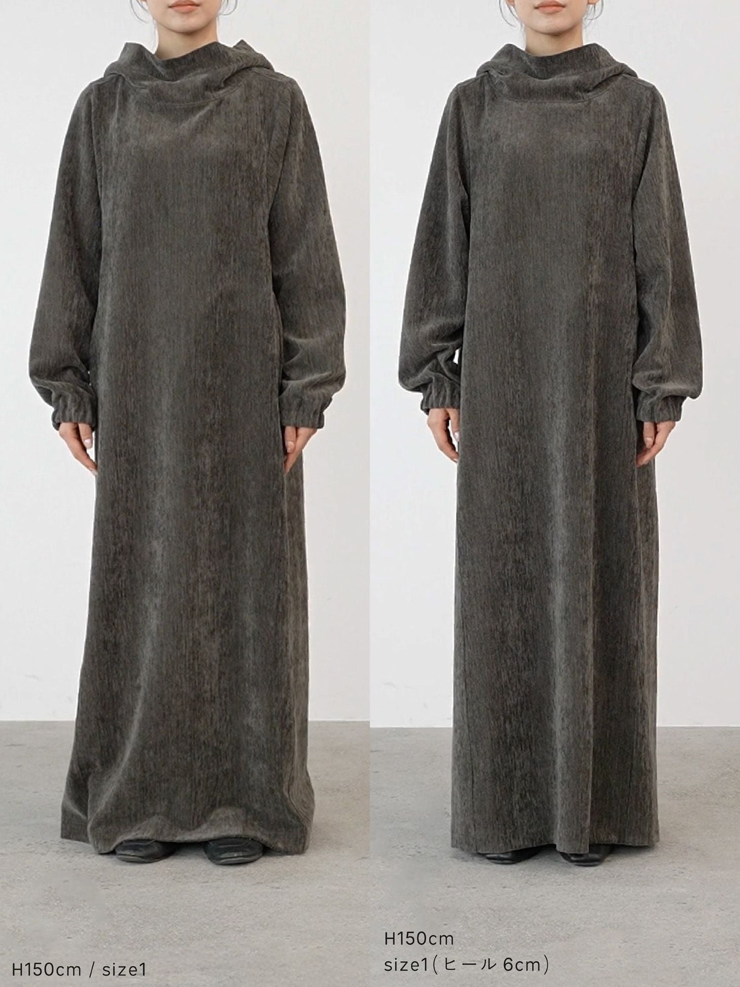 ベルベットフードワンピース