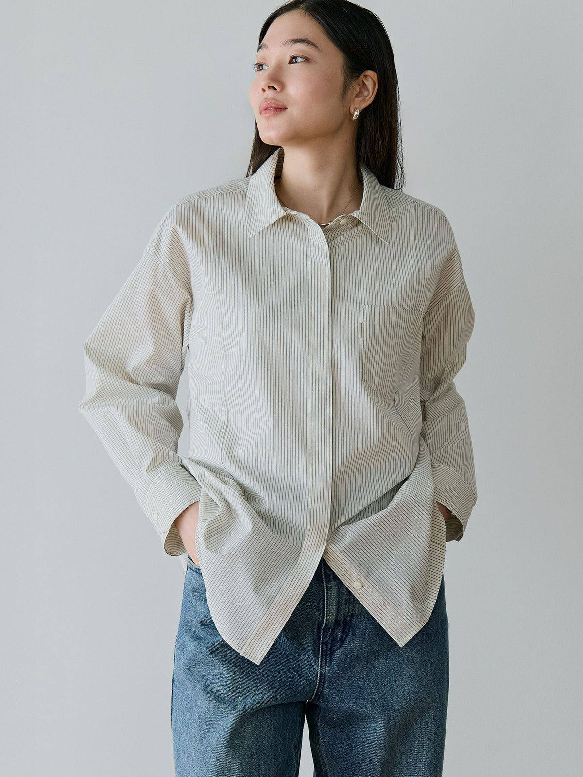 crewre online store / ストライプパネルシームシャツ