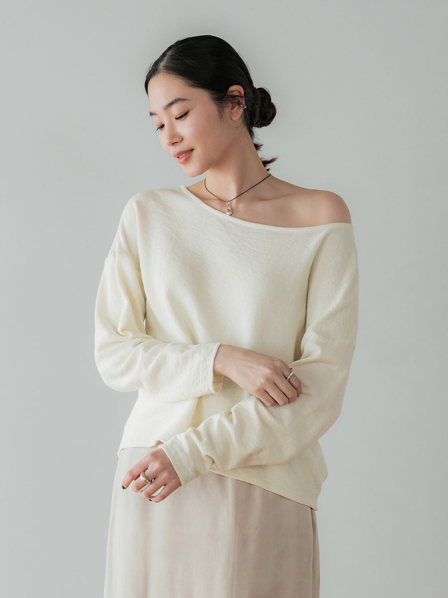 crewre online store / 2wayラフインレーボートネックロンT