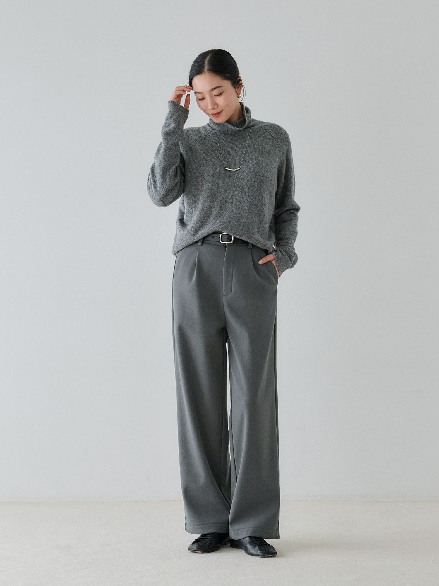 crewre online store / ウールリヨセルハイネックニット