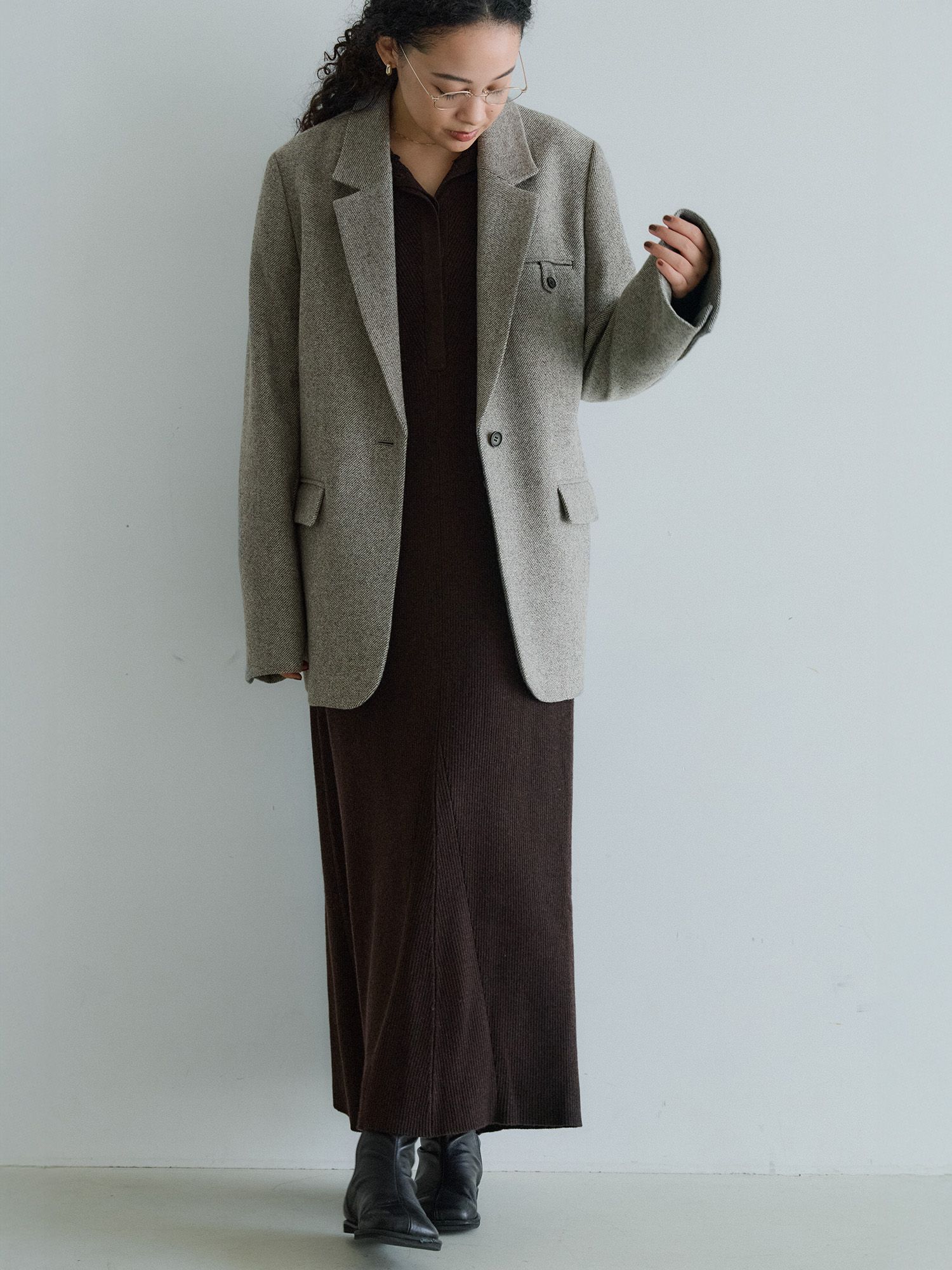 crewre online store / フロントフライニットワンピース