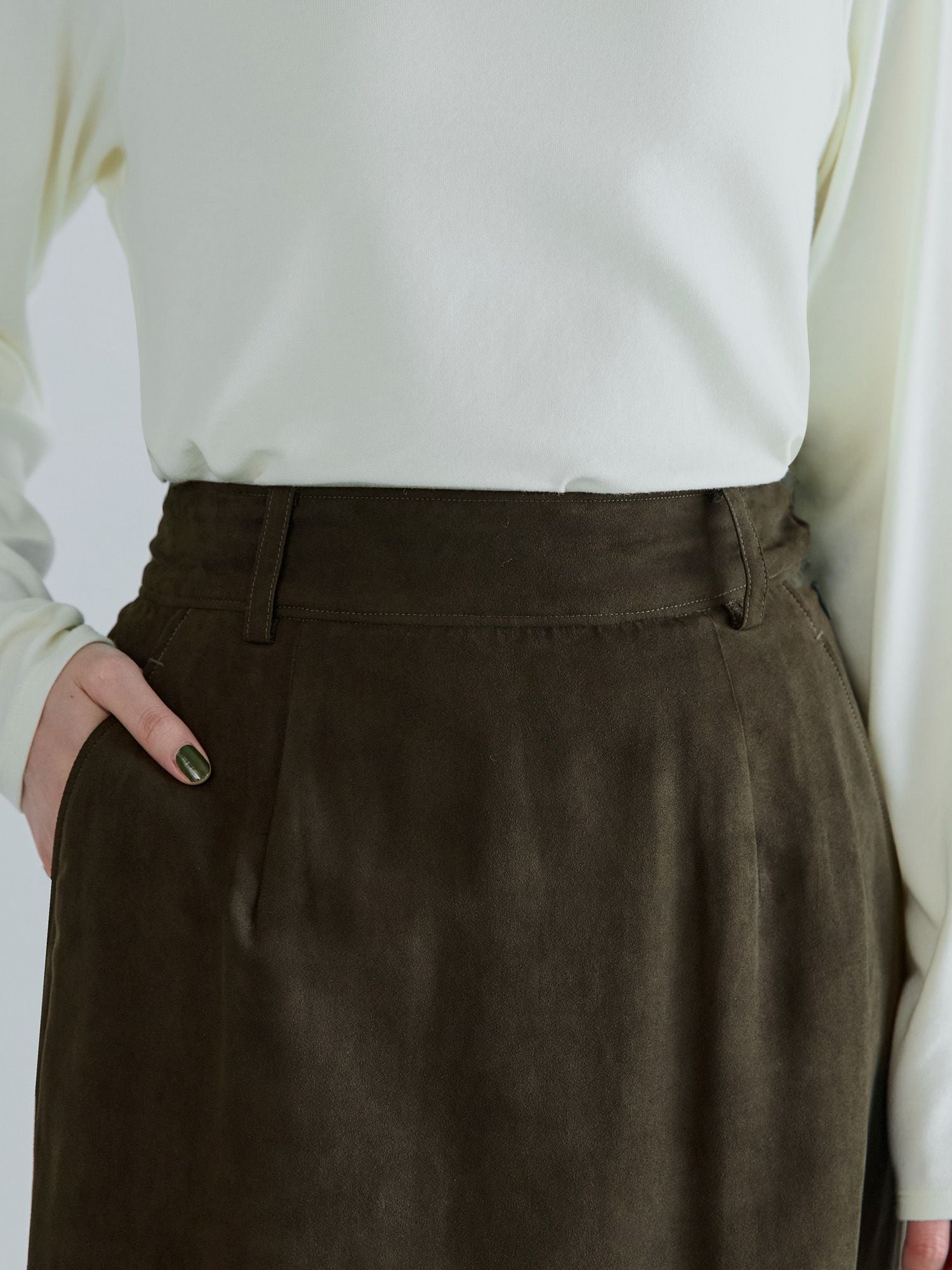 crewre online store / フェイクスウェードIラインスカート