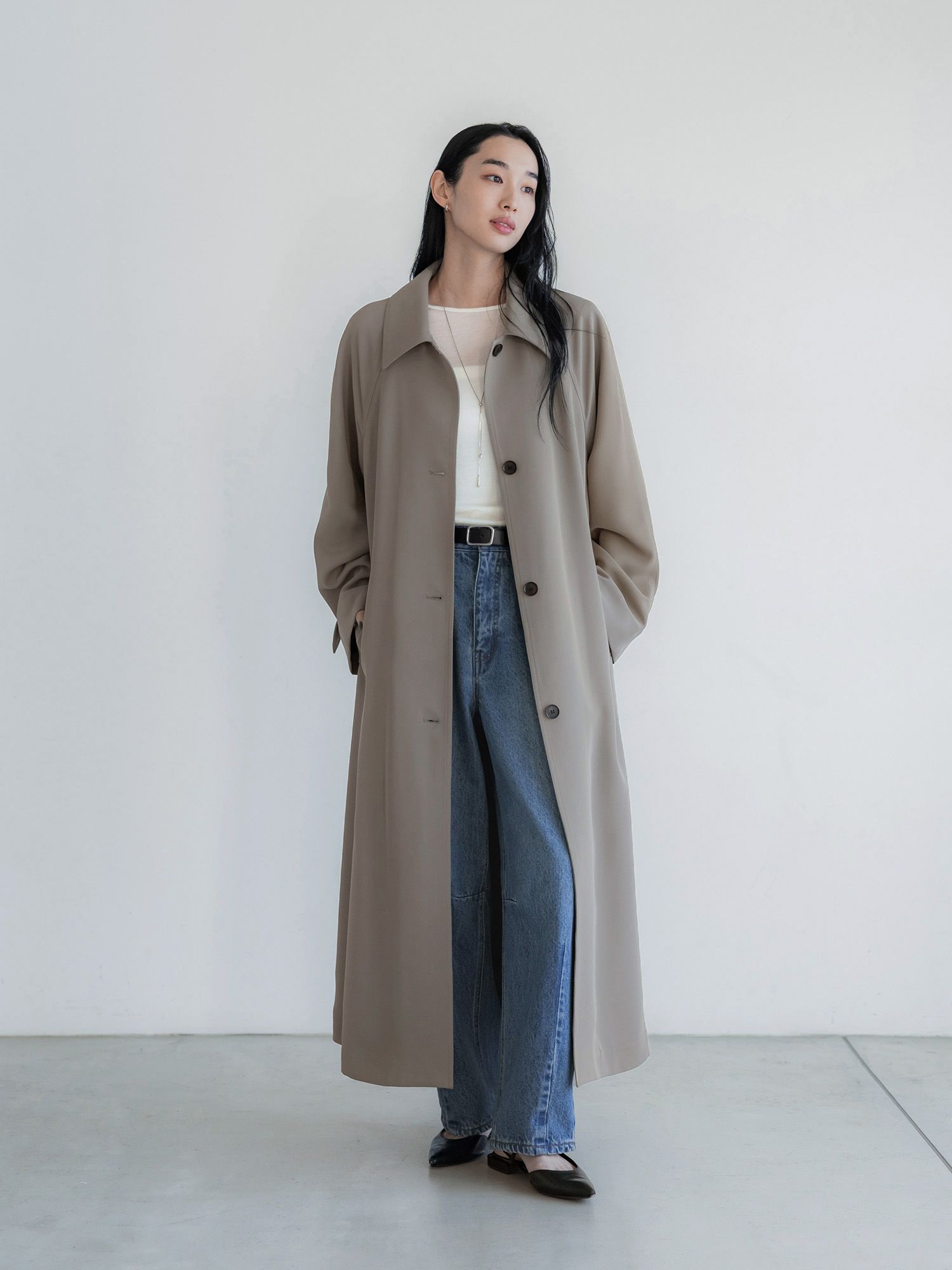 crewre レディース ドレープ ステンカラーコート ロング サイズ1 crewre online store / ドレープステンカラーコート