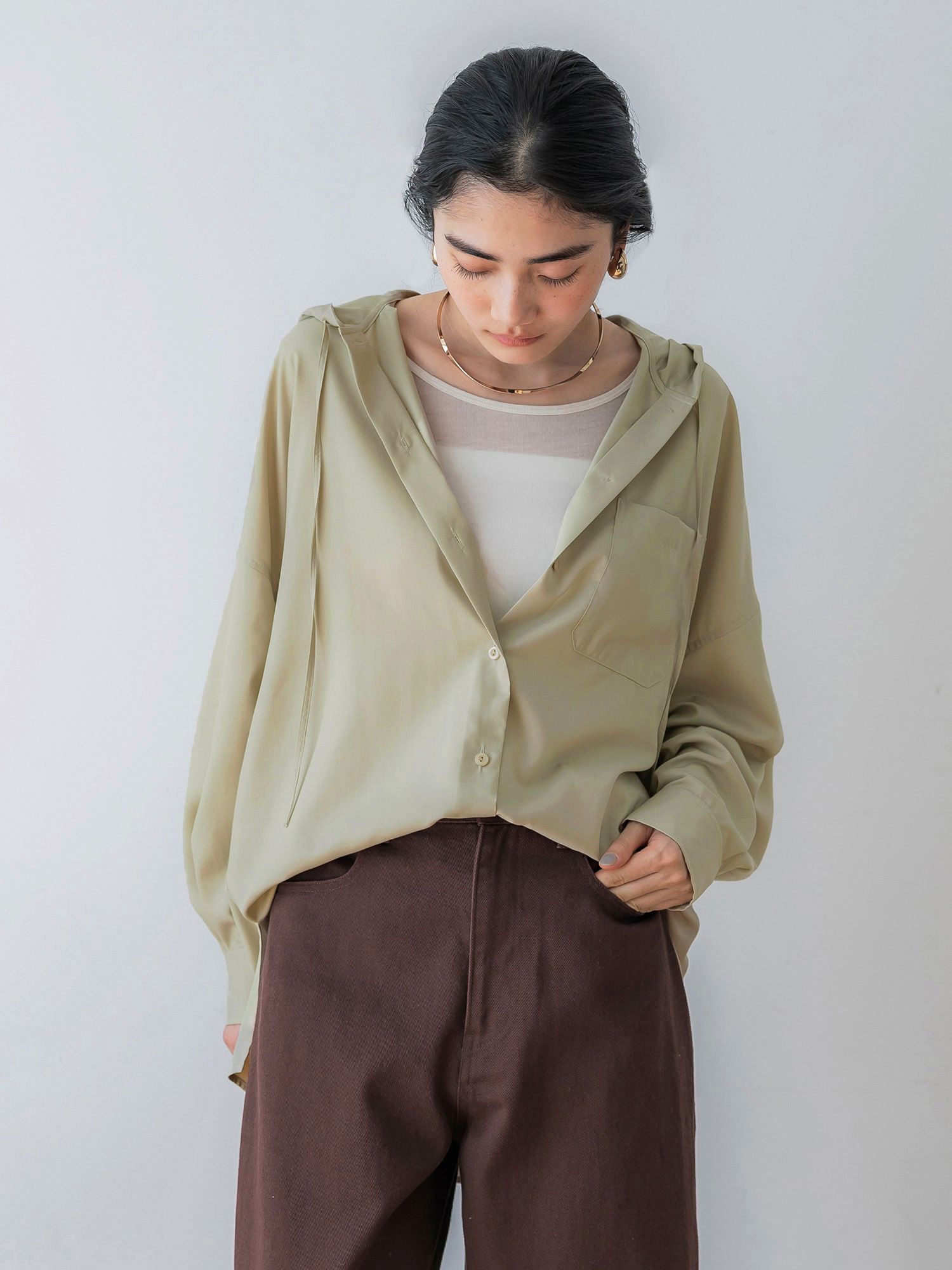 crewre online store / フルダルスパンフードシャツ