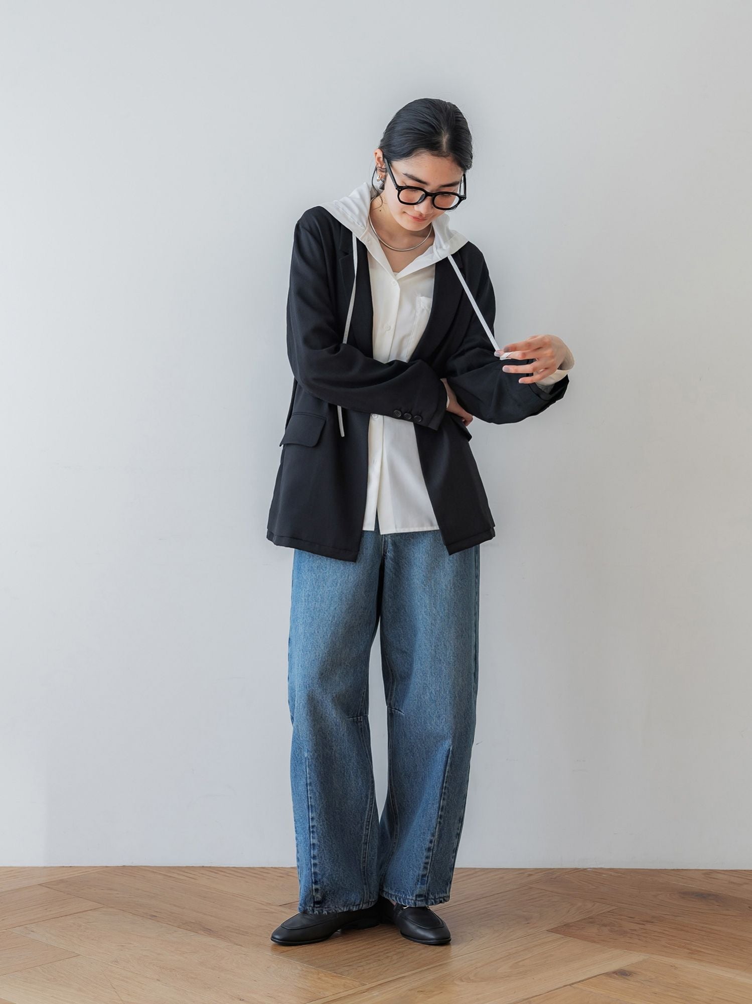 crewre online store / フルダルスパンフードシャツ