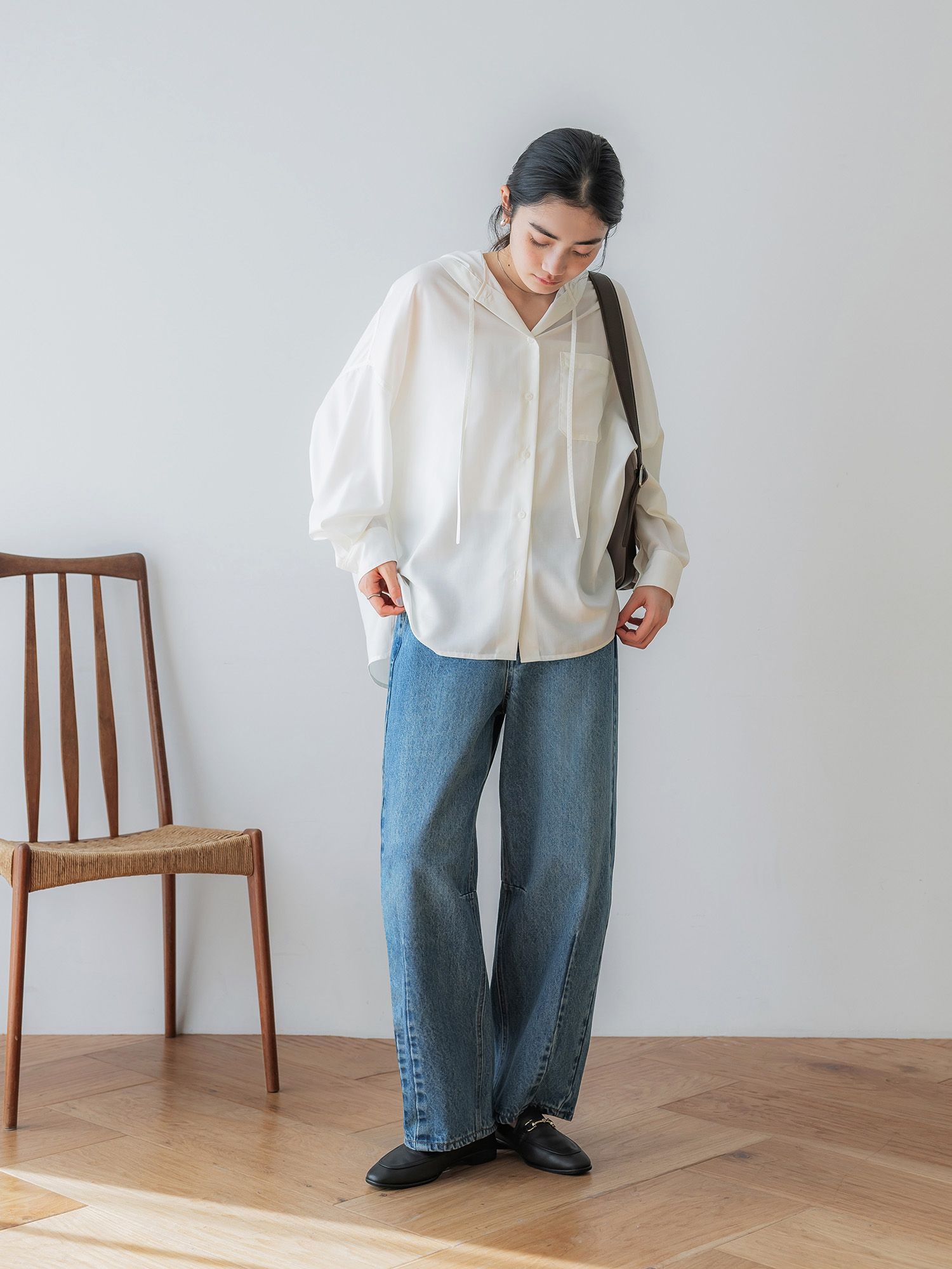 crewre online store / フルダルスパンフードシャツ