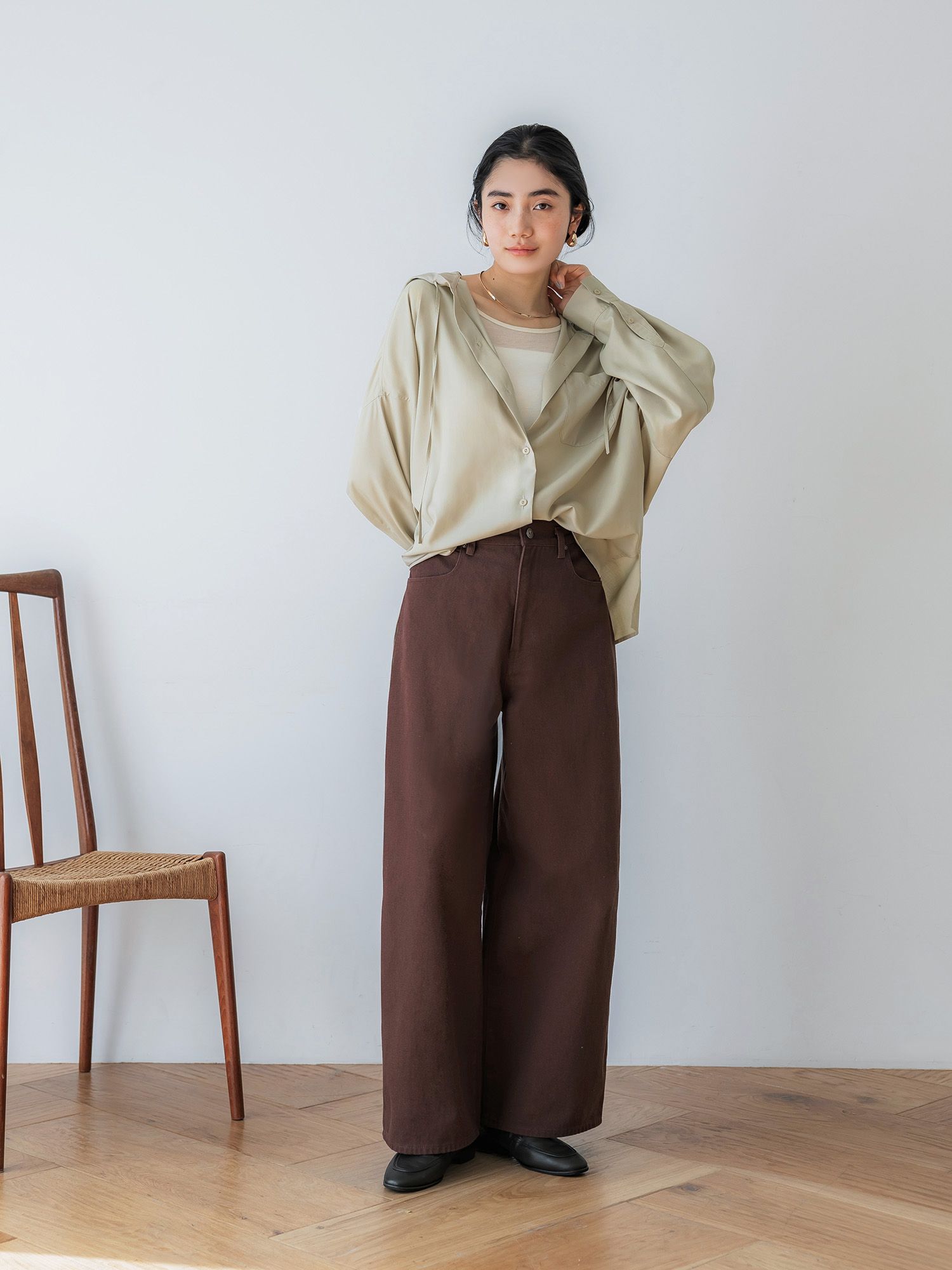 crewre online store / フルダルスパンフードシャツ