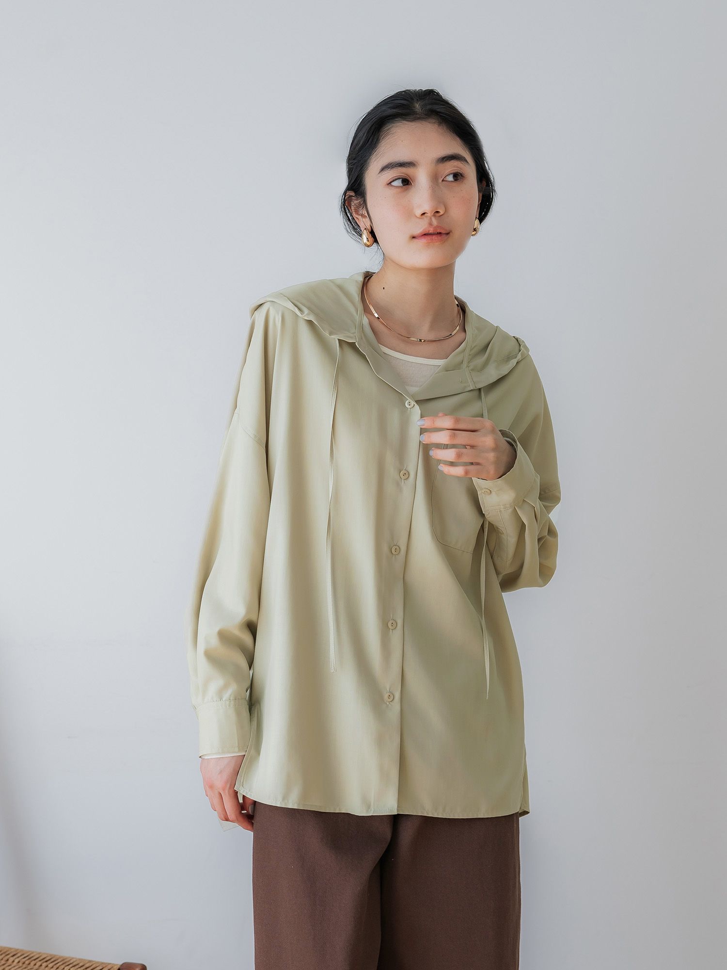 crewre フルダルスパンフードシャツ　サイズ2 crewre online store / フルダルスパンフードシャツ