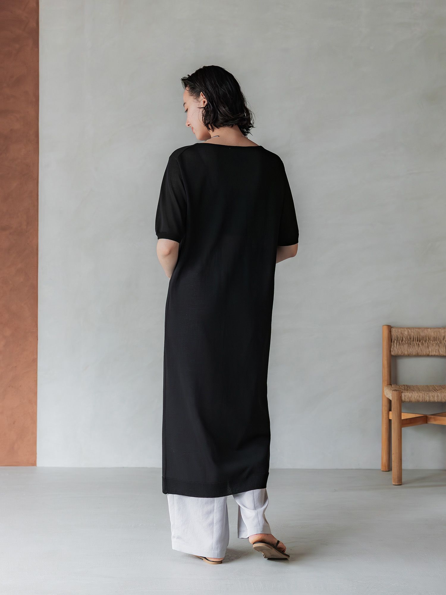 crewre online store / シアーニットストレートワンピース