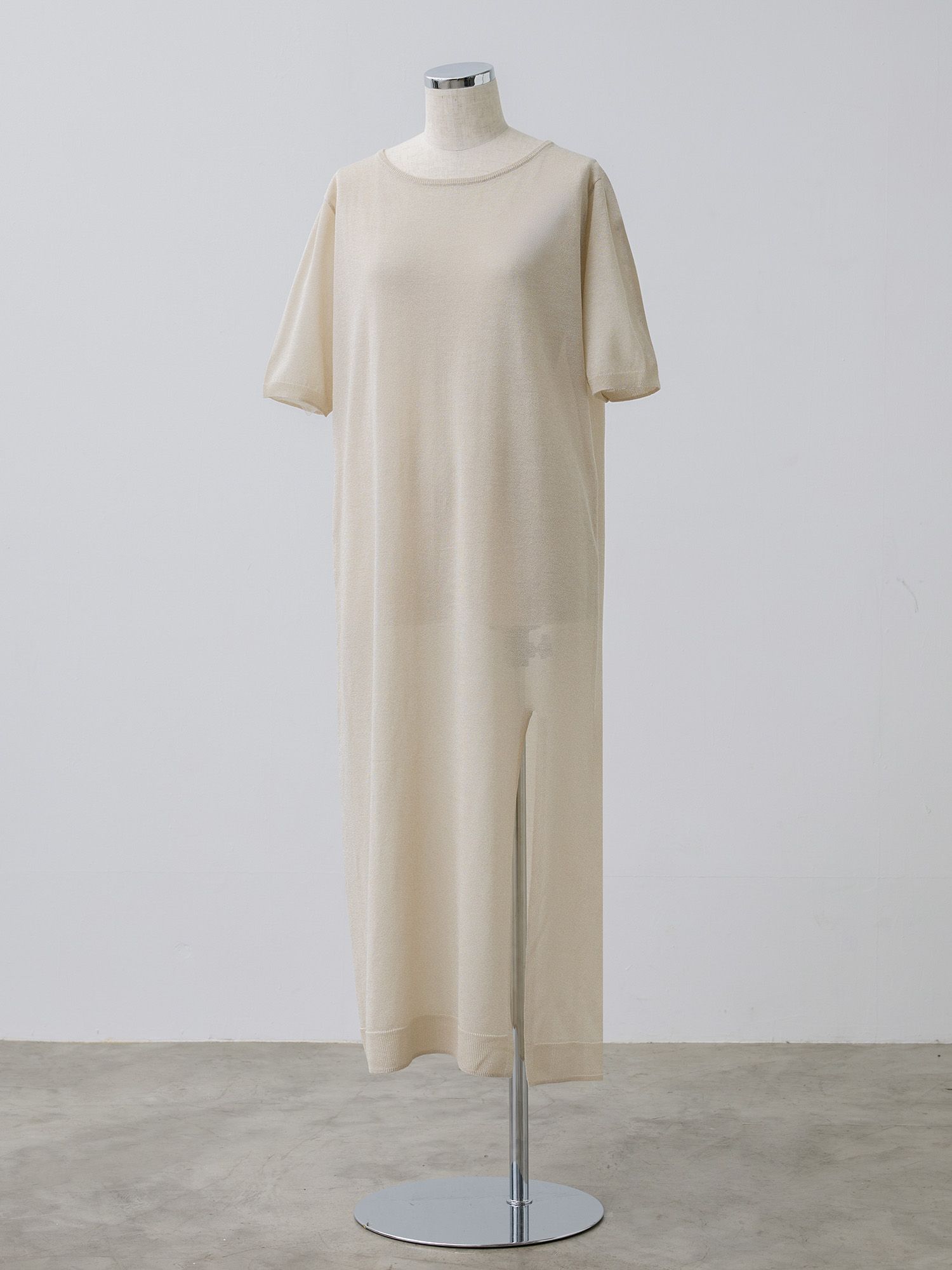 crewre シアーニットストレートワンピース beige long crewre online store / シアーニットストレートワンピース