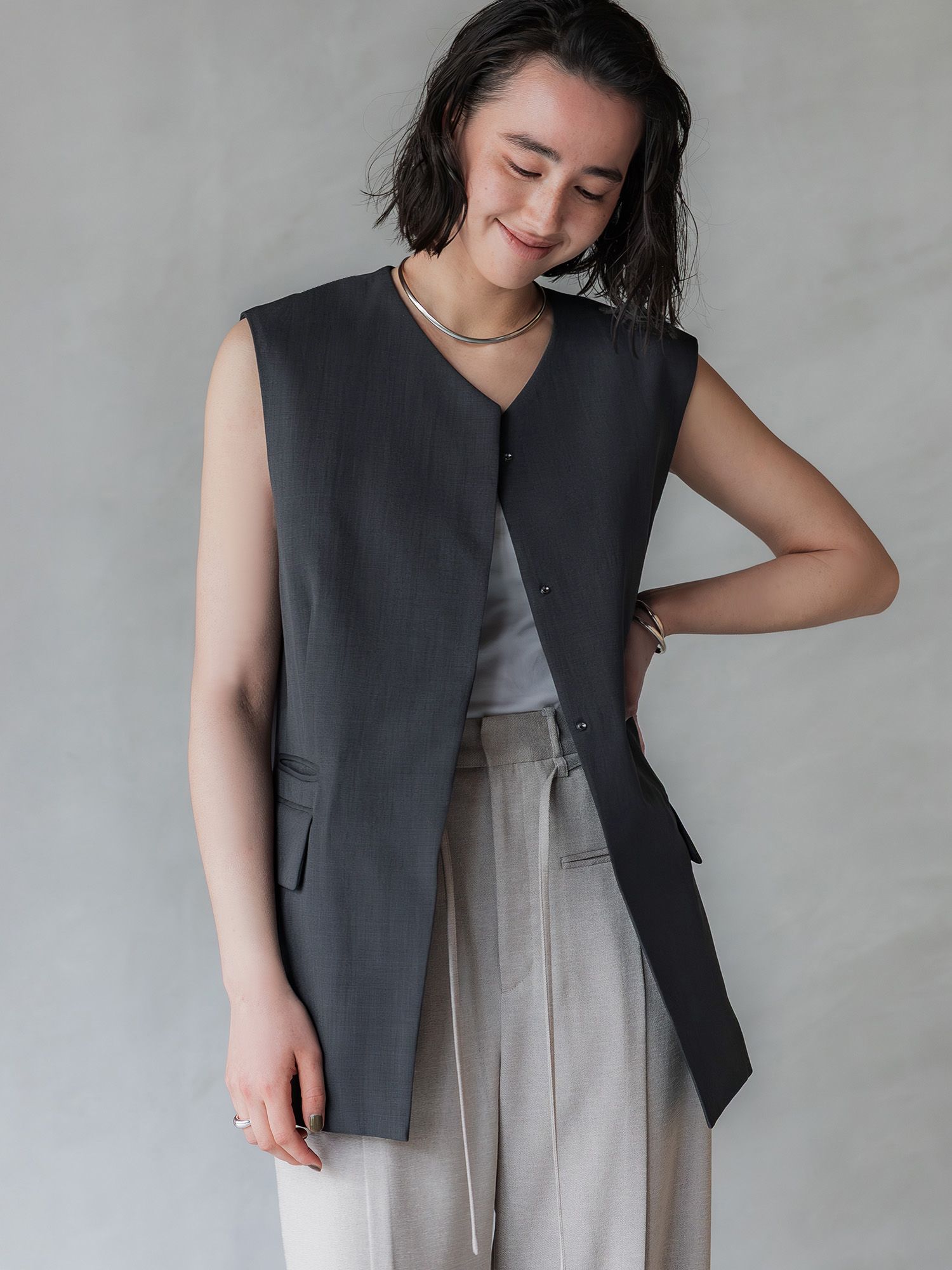 【BLACK】<conte>フライフロント ジレ BLACK】<conte>フライフロント ジレの通販 by UNITED ARROWS OUTLET