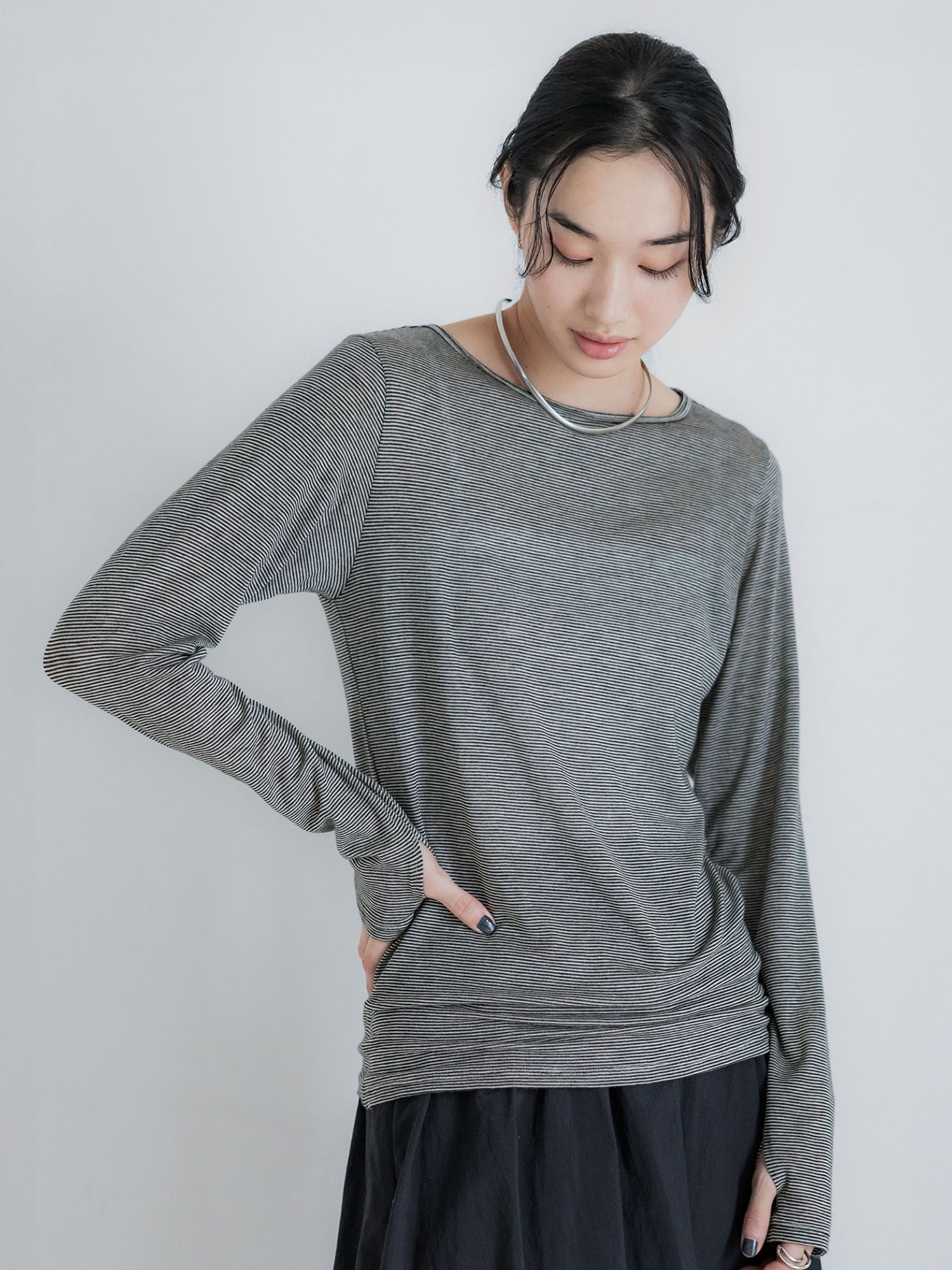 crewre online store / シルクブレンドボートネックロンT