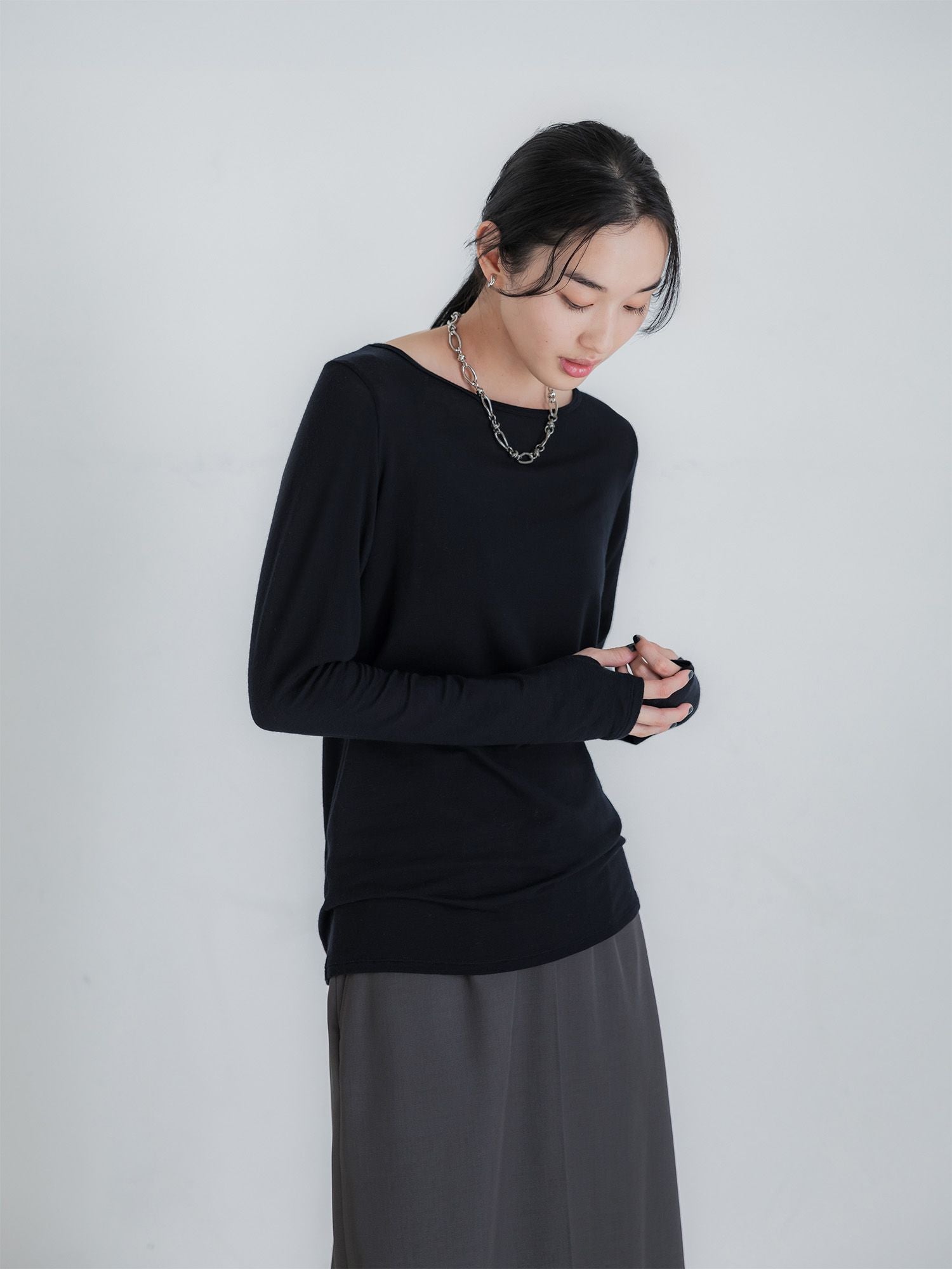 crewre online store / シルクブレンドボートネックロンT