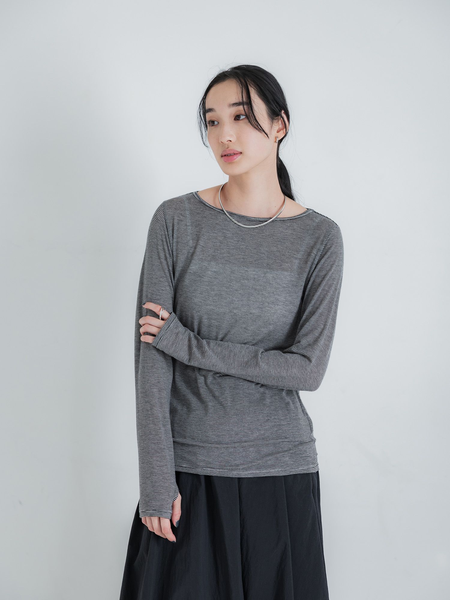crewre online store / シルクブレンドボートネックロンT