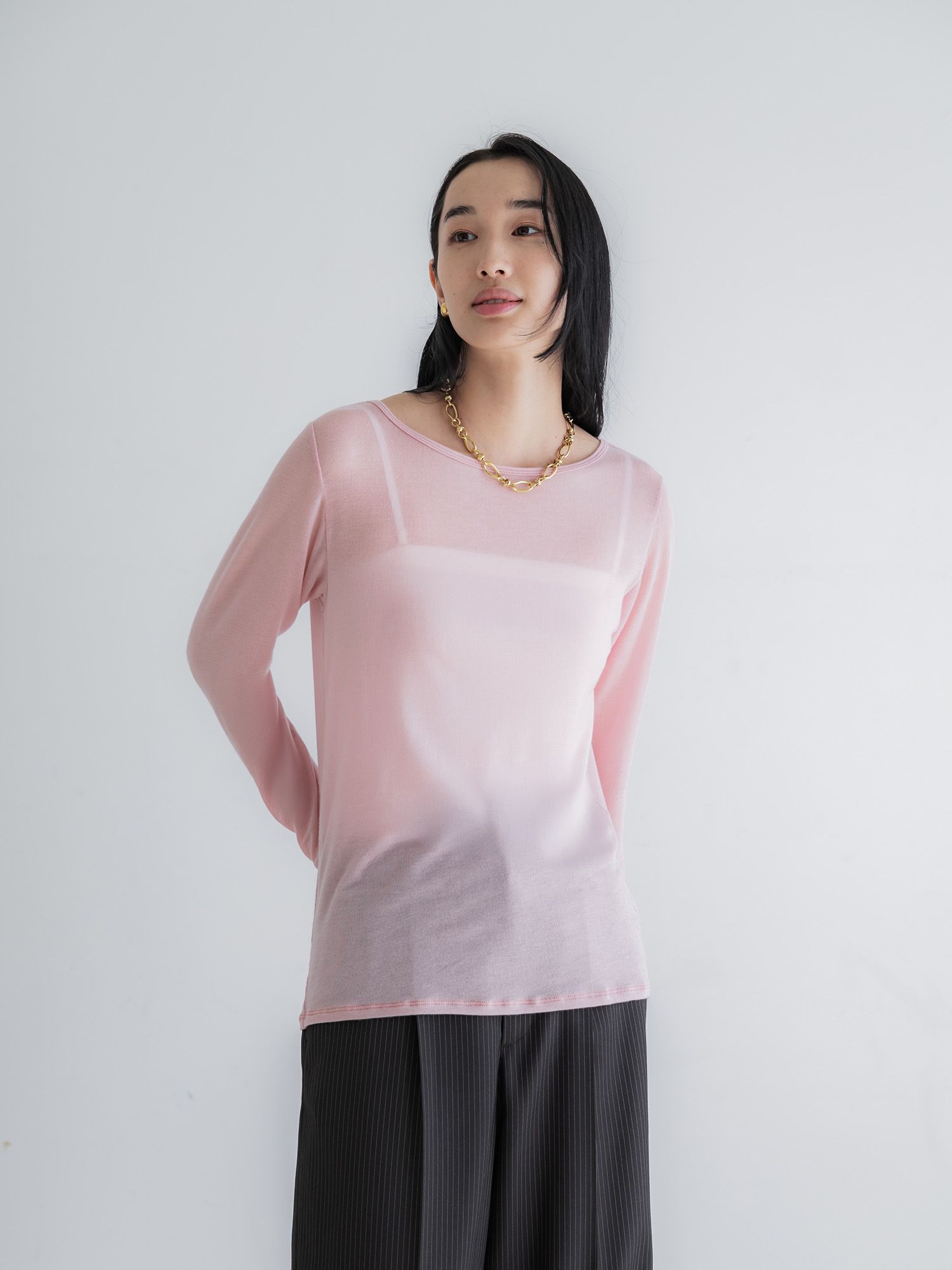 crewre online store / シルクブレンドボートネックロンT
