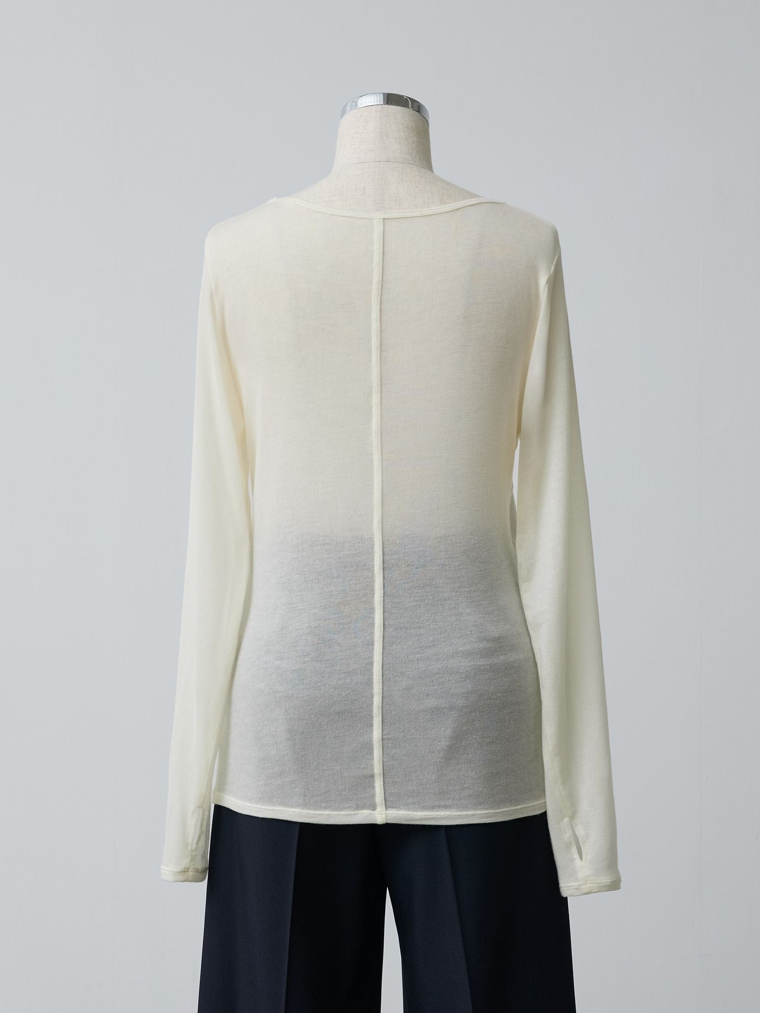 シルクブレンドボートネックロンT