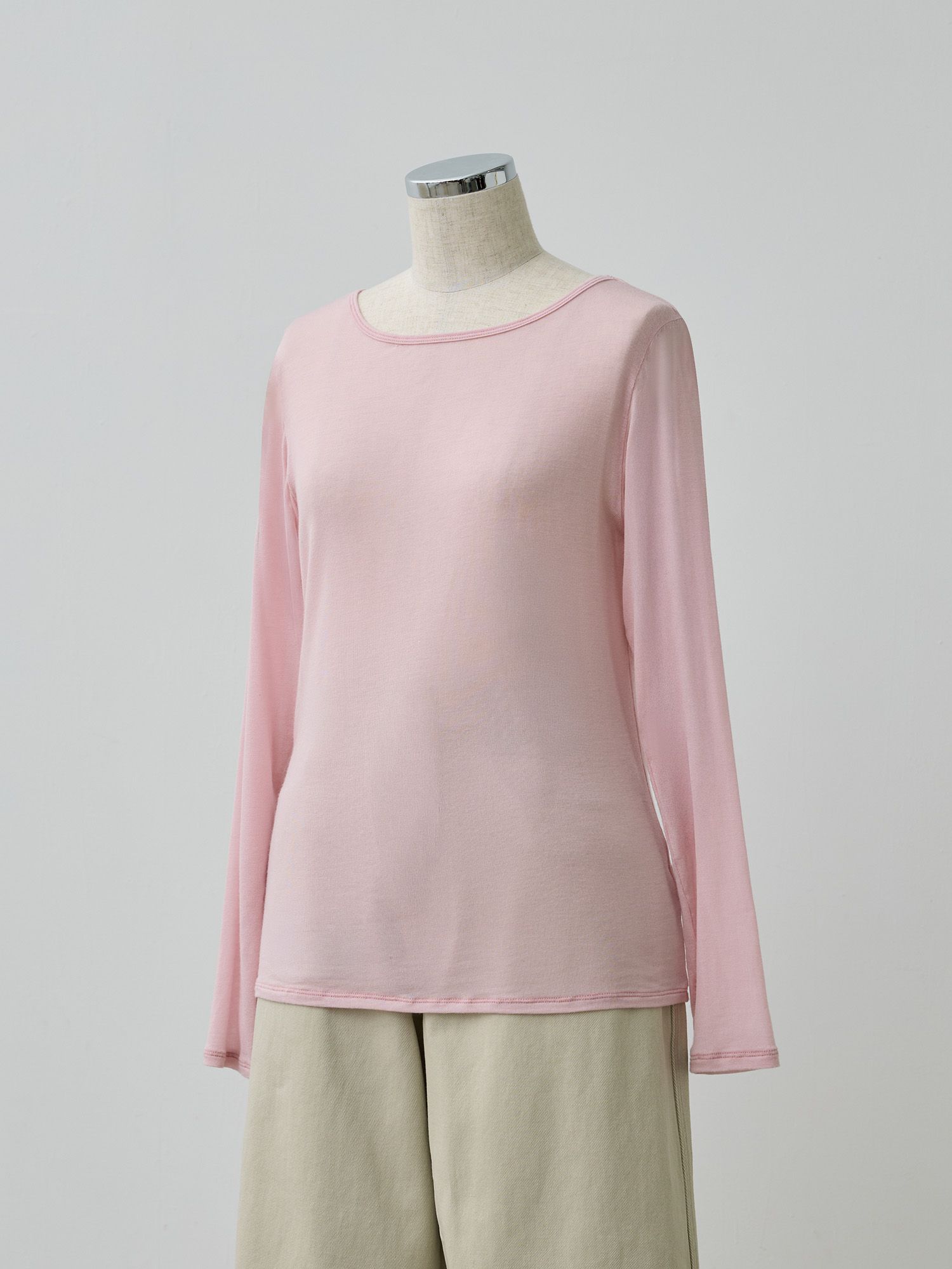 シルクブレンドボートネックロンT
