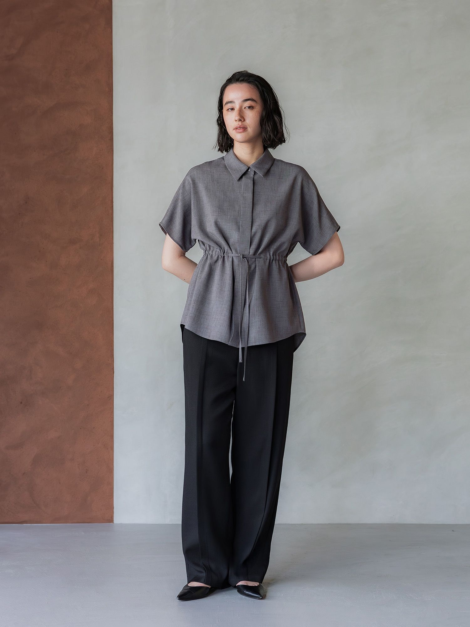 crewre online store / ピンタックスラブストレートパンツ