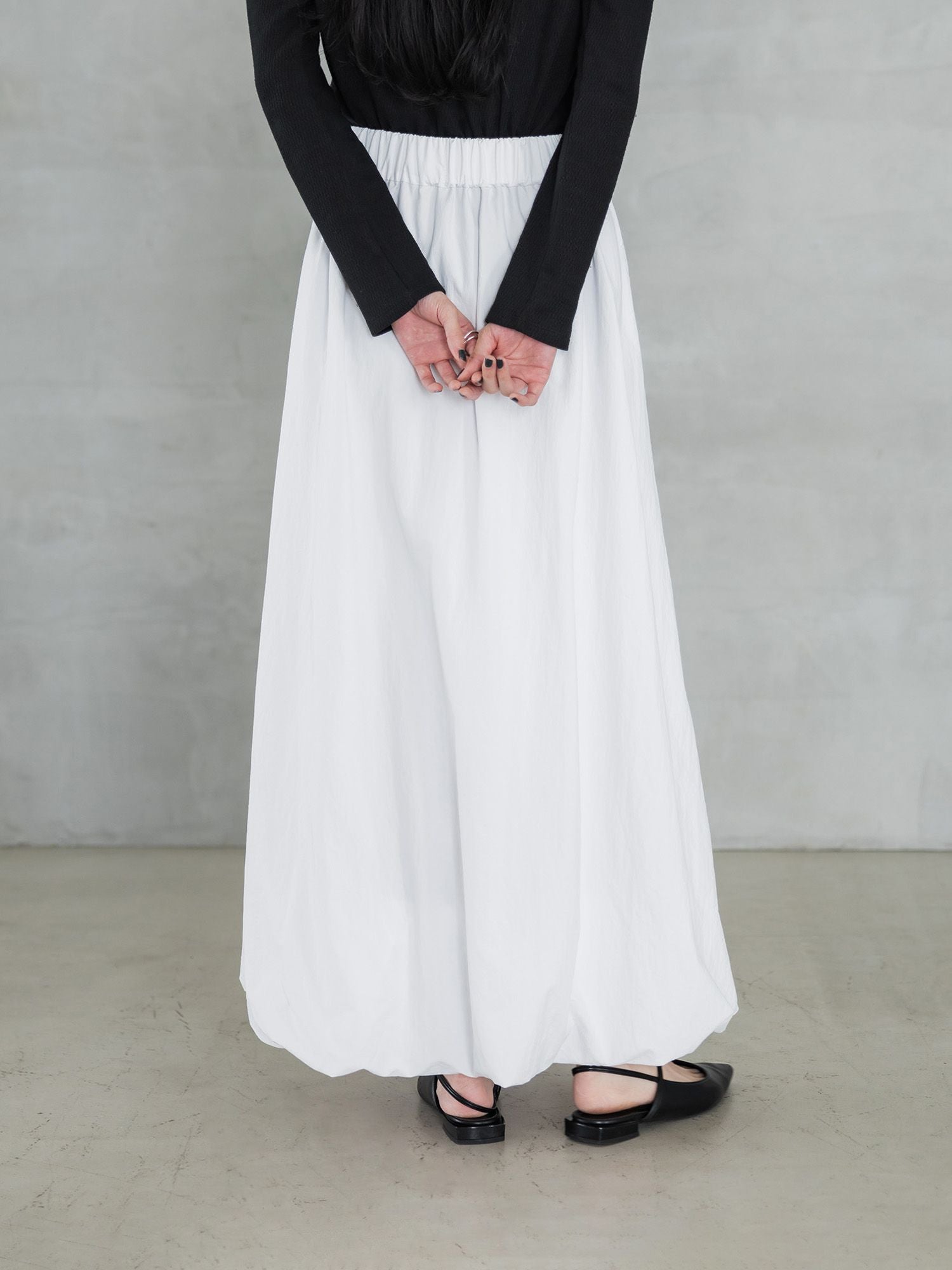 ◇新品◇未使用◇ crewre クルーレ ナイロンドレープマキシスカート　白 crewre online store / ナイロンドレープマキシスカート