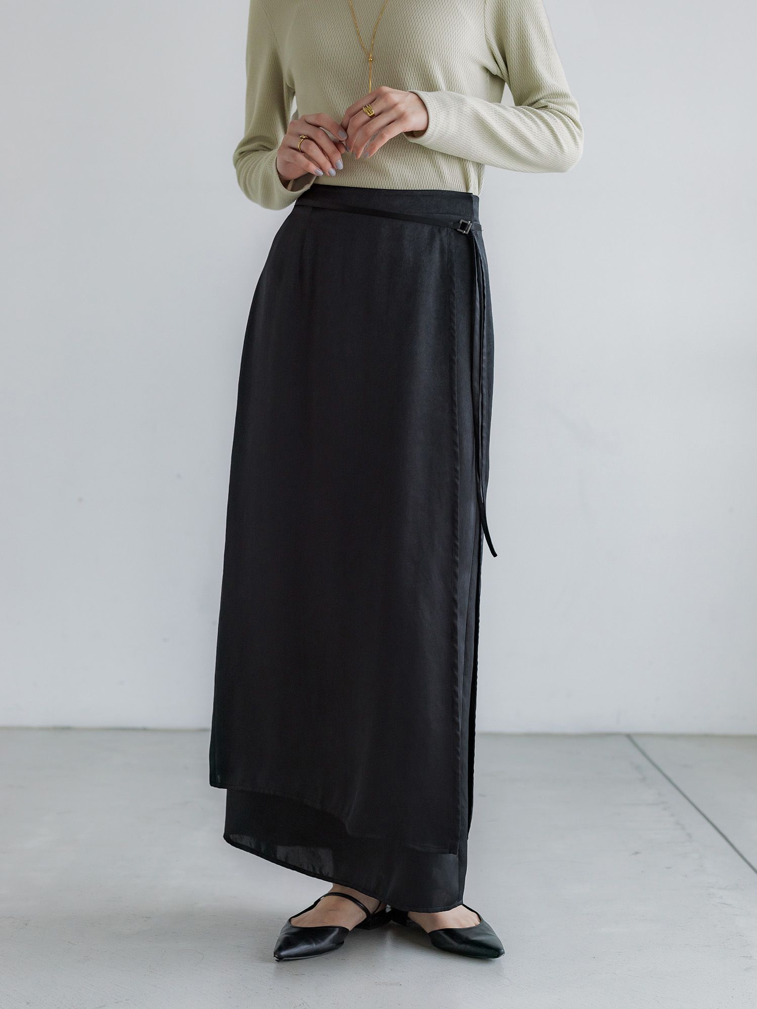 crewre クルーレ 3wayスリットIラインスカート ブラック size2 crewre online store / 3wayスリットIラインスカート
