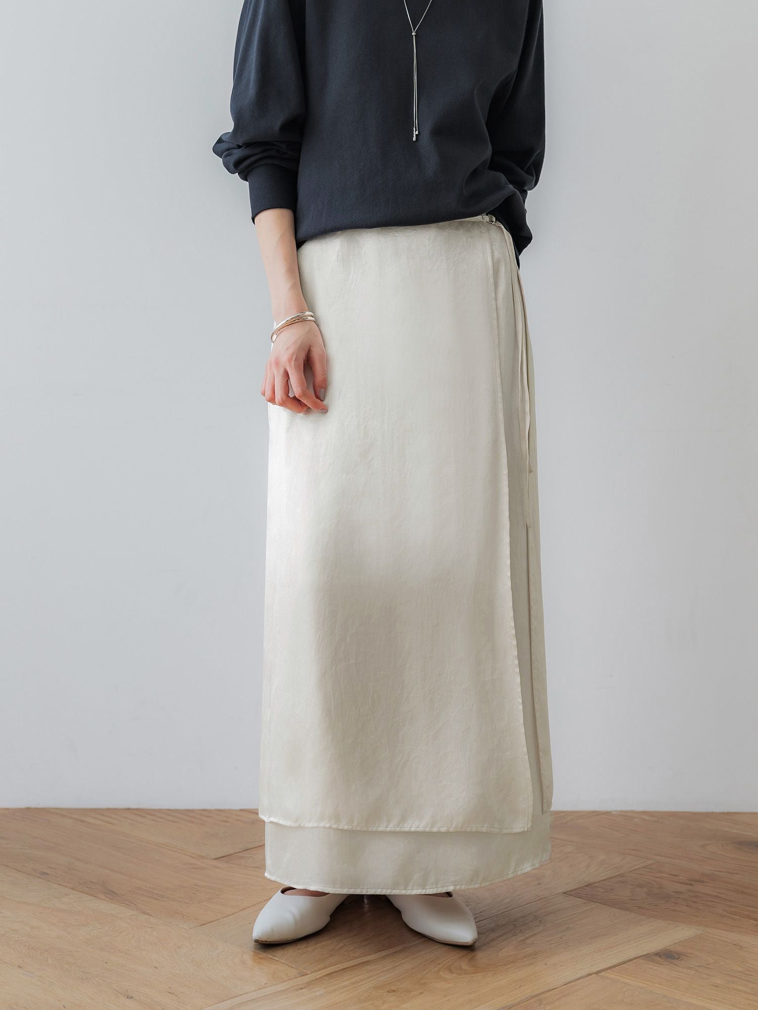 crewre online store / ラップレイヤードIラインスカート