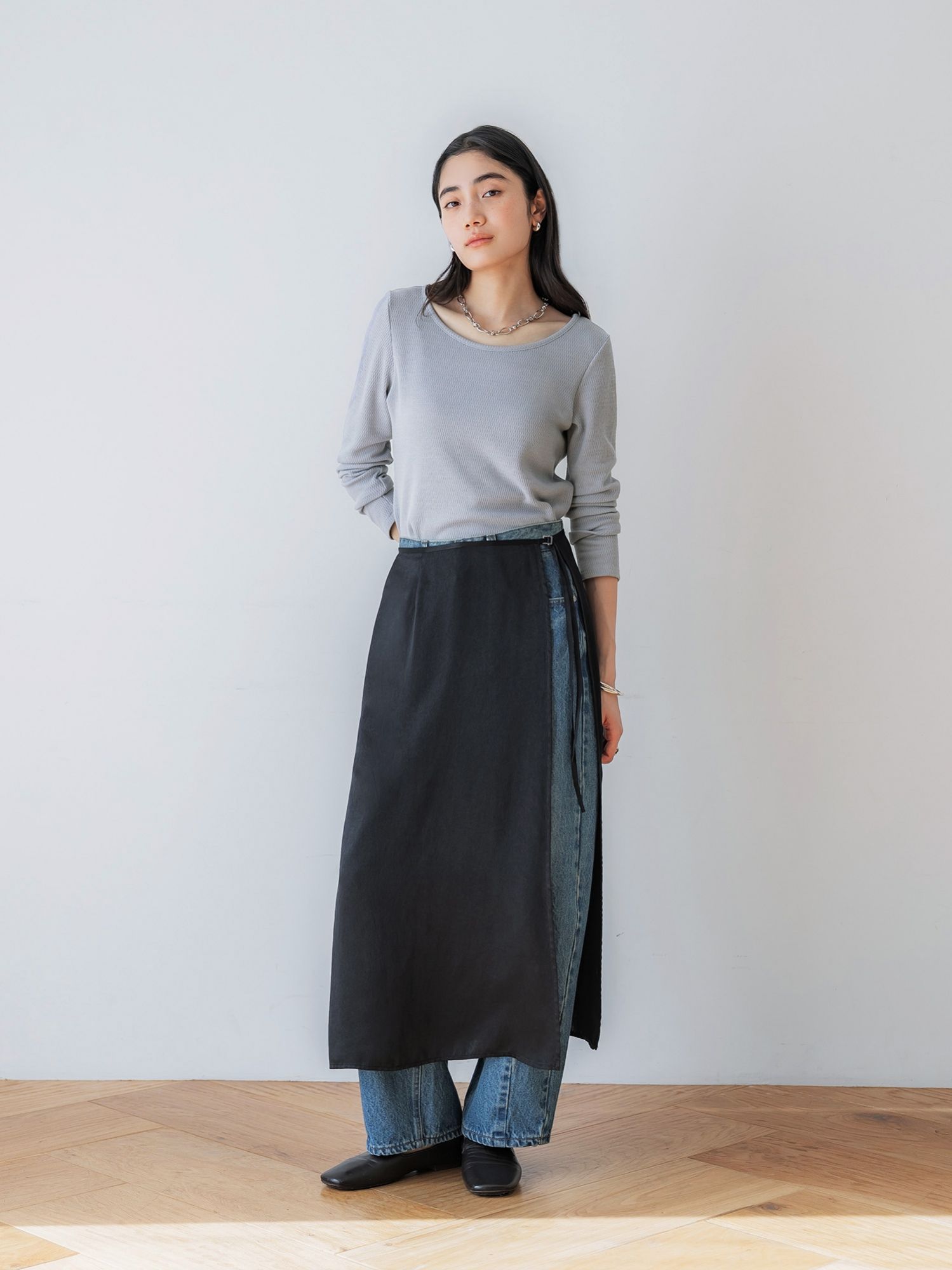 crewre online store / ラップレイヤードIラインスカート